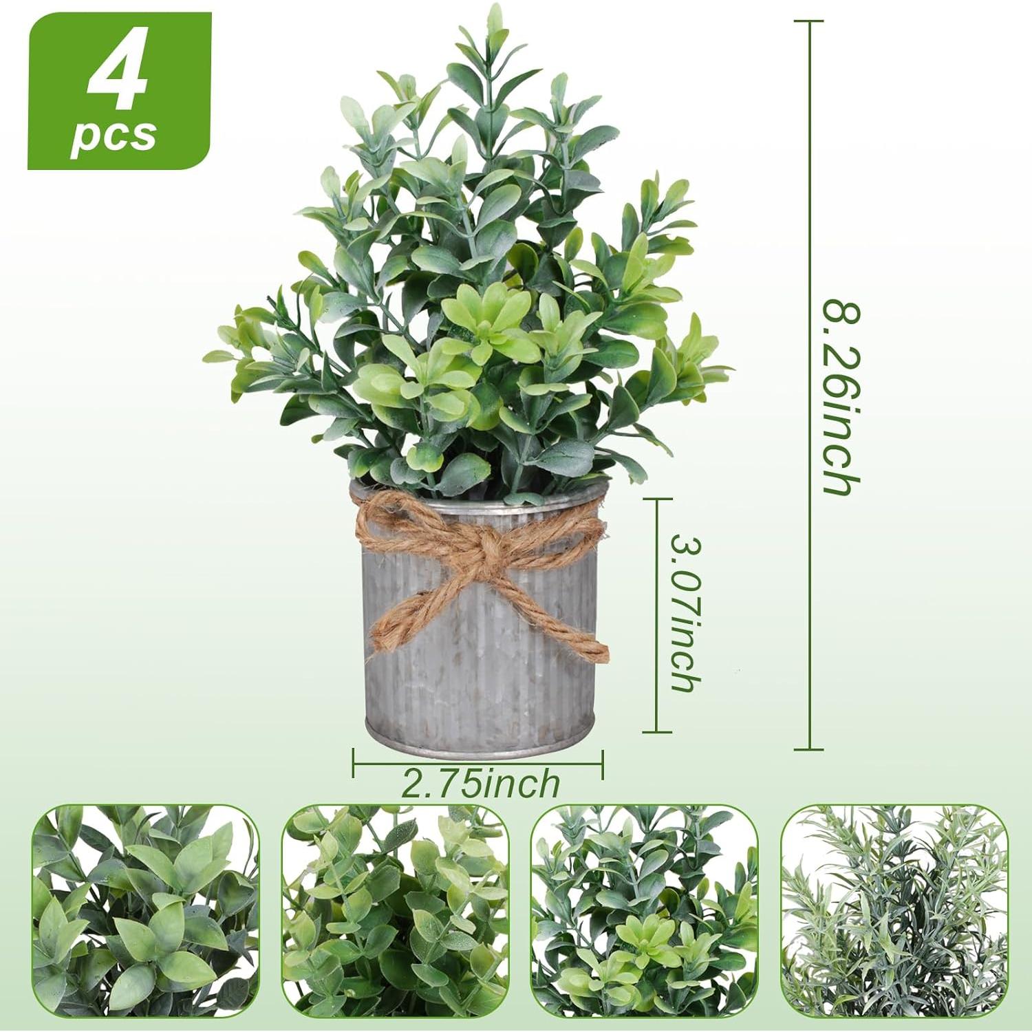 Conjunto de 4 Plantas Artificiales Mini Yoratee en Maceta de Hierro