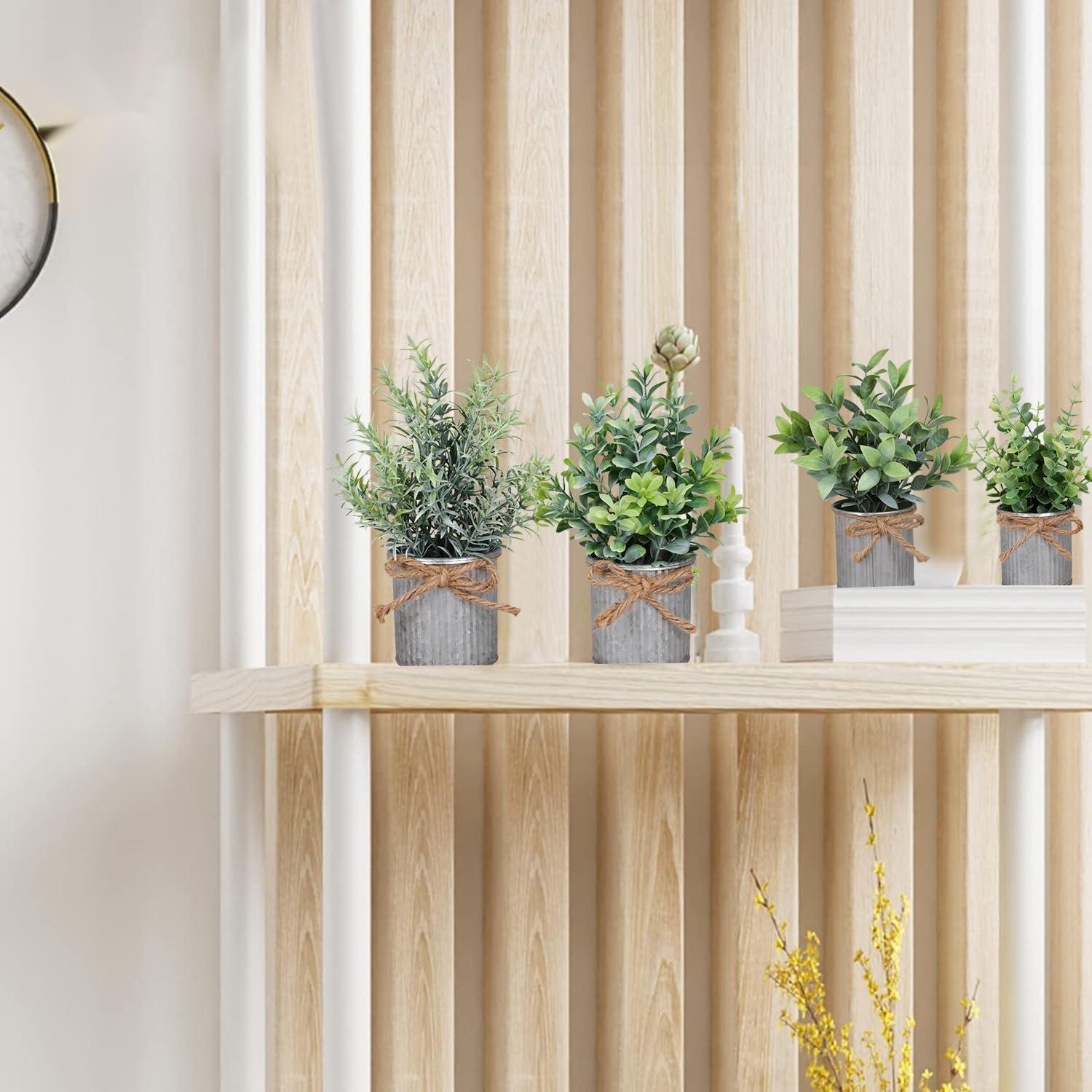 Conjunto de 4 Plantas Artificiales Mini Yoratee en Maceta de Hierro