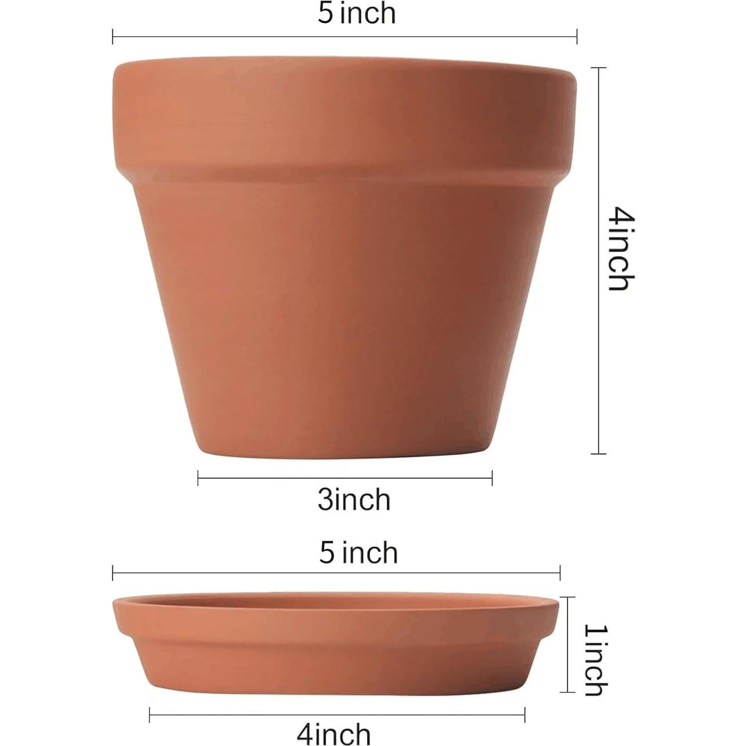 6 Macetas de Arcilla KOAMLY 12.7 cm con Drenaje para Plantas