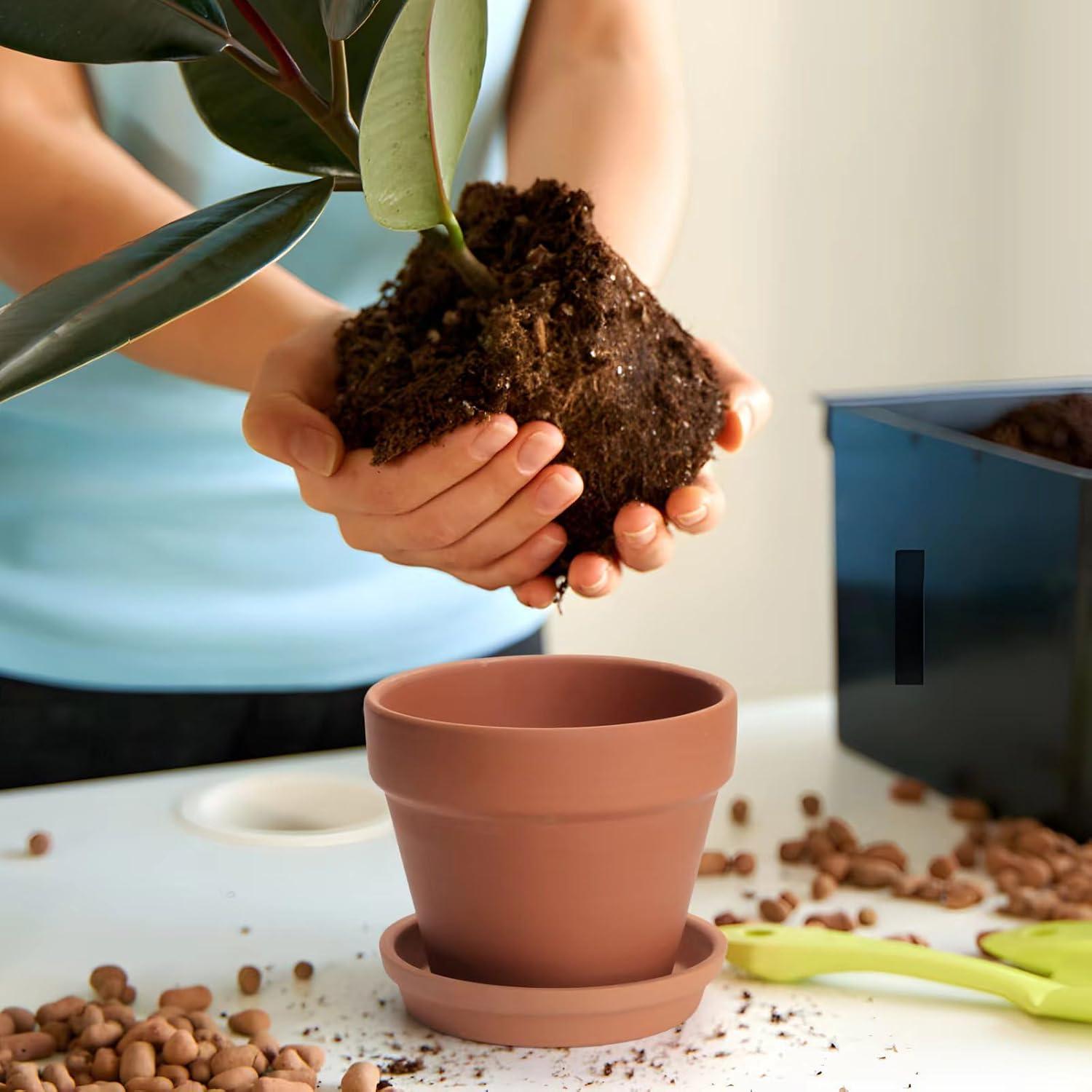 6 Macetas de Arcilla KOAMLY 12.7 cm con Drenaje para Plantas