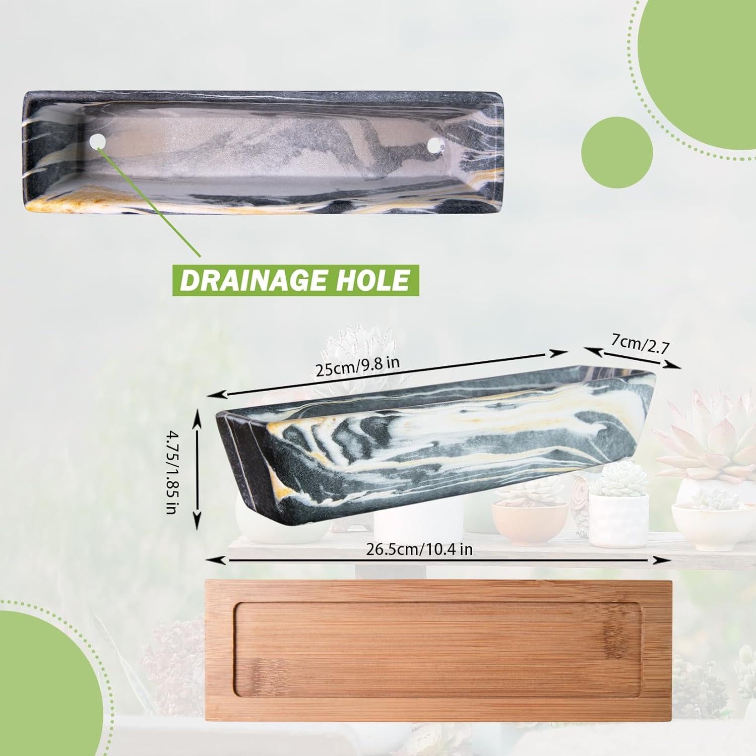 Maceta Cerámica Rectangular ARTKETTY 24.9x6.1 cm con Drenaje