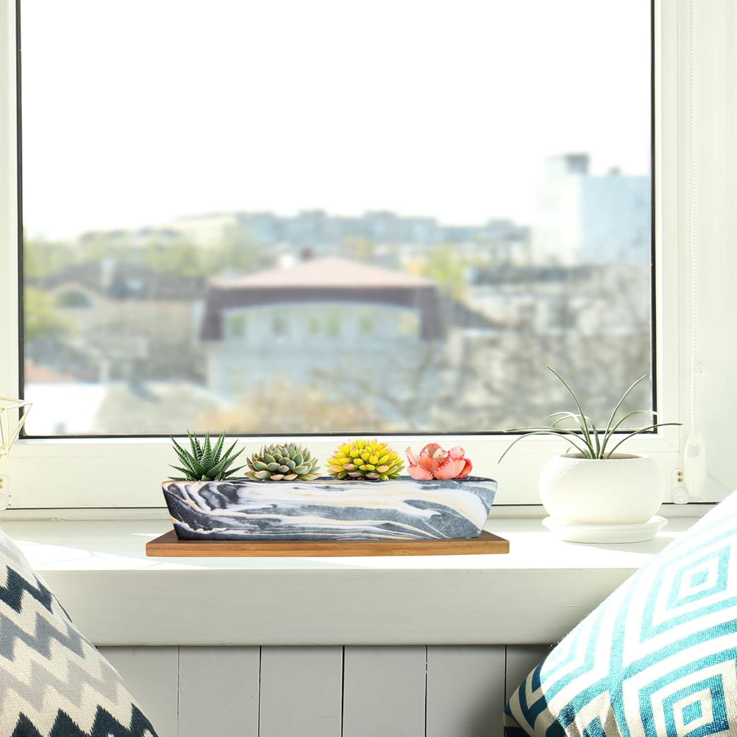 Maceta Cerámica Rectangular ARTKETTY 24.9x6.1 cm con Drenaje