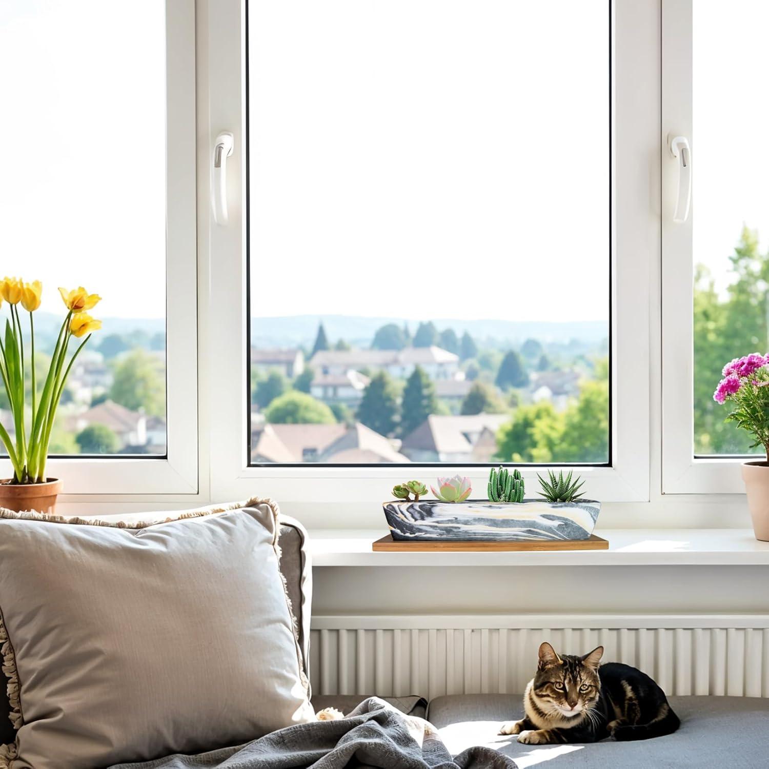 Maceta Cerámica Rectangular ARTKETTY 24.9x6.1 cm con Drenaje