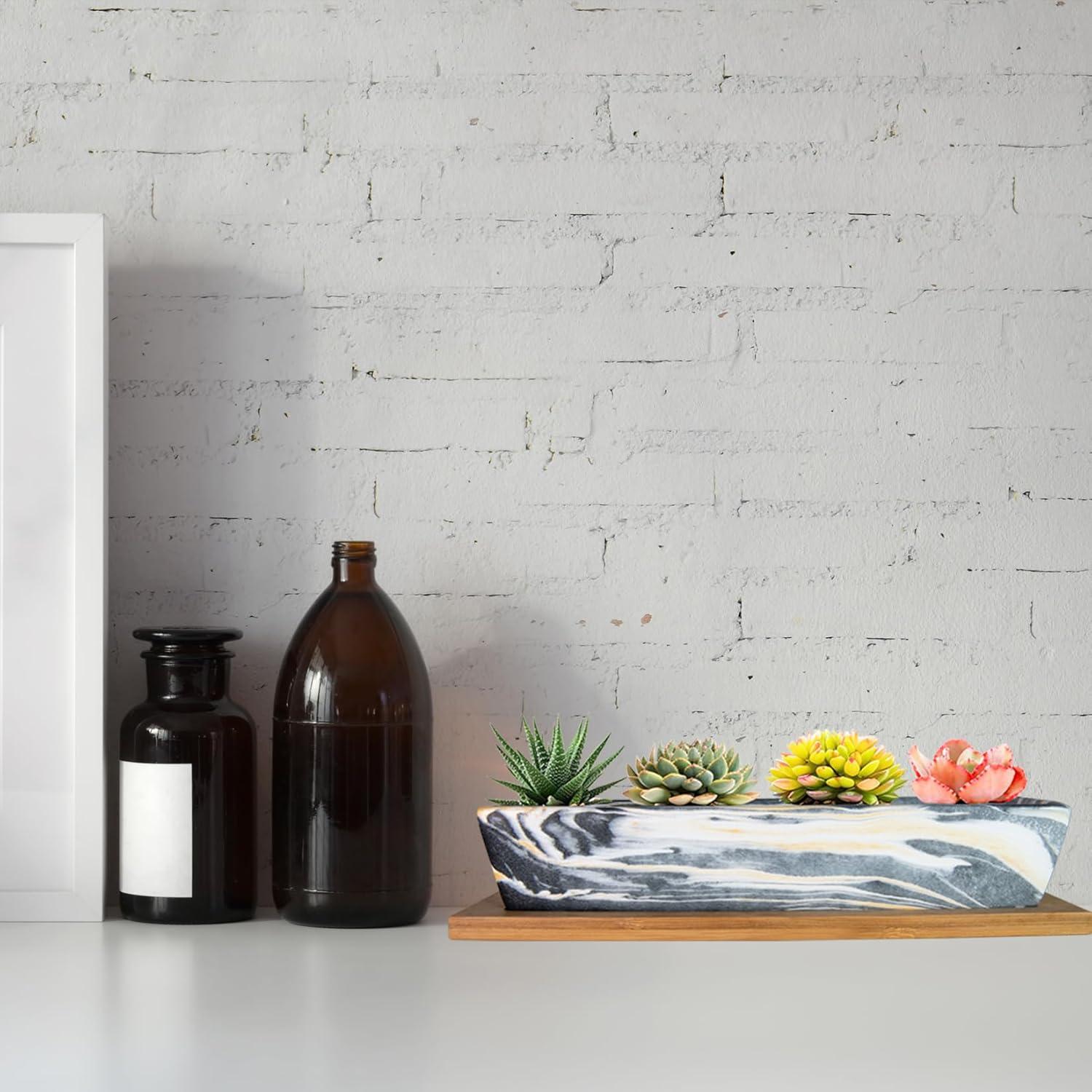 Maceta Cerámica Rectangular ARTKETTY 24.9x6.1 cm con Drenaje