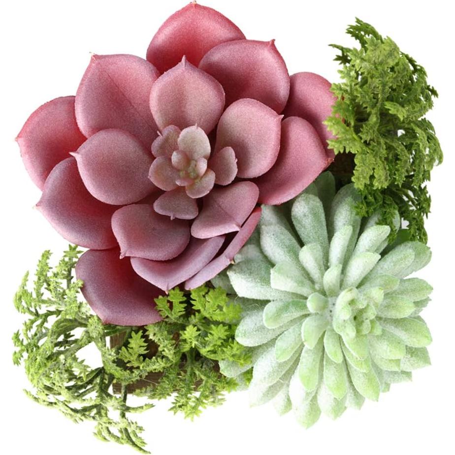 Plantas Suculentas Artificiales Mingfuxin en Macetas de Madera - Juego de 3