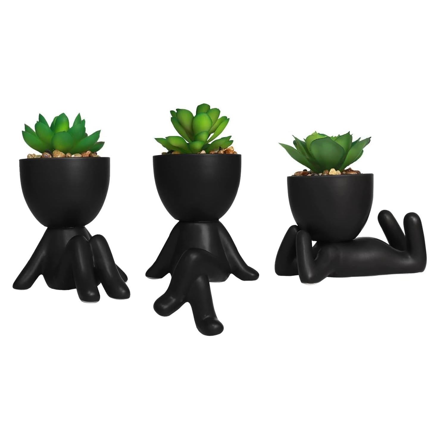 Zerzsy 3 PCS Plantas Suculentas Artificiales en Macetas Cerámicas