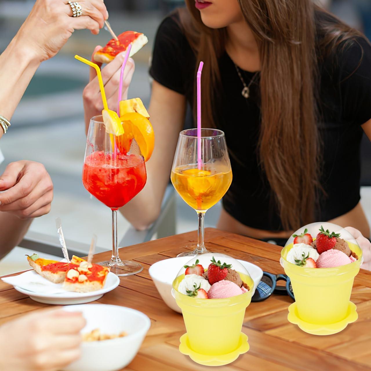 MAGICLULU 20 Vasos de Postre en Forma de Maceta Amarillo 8x11cm