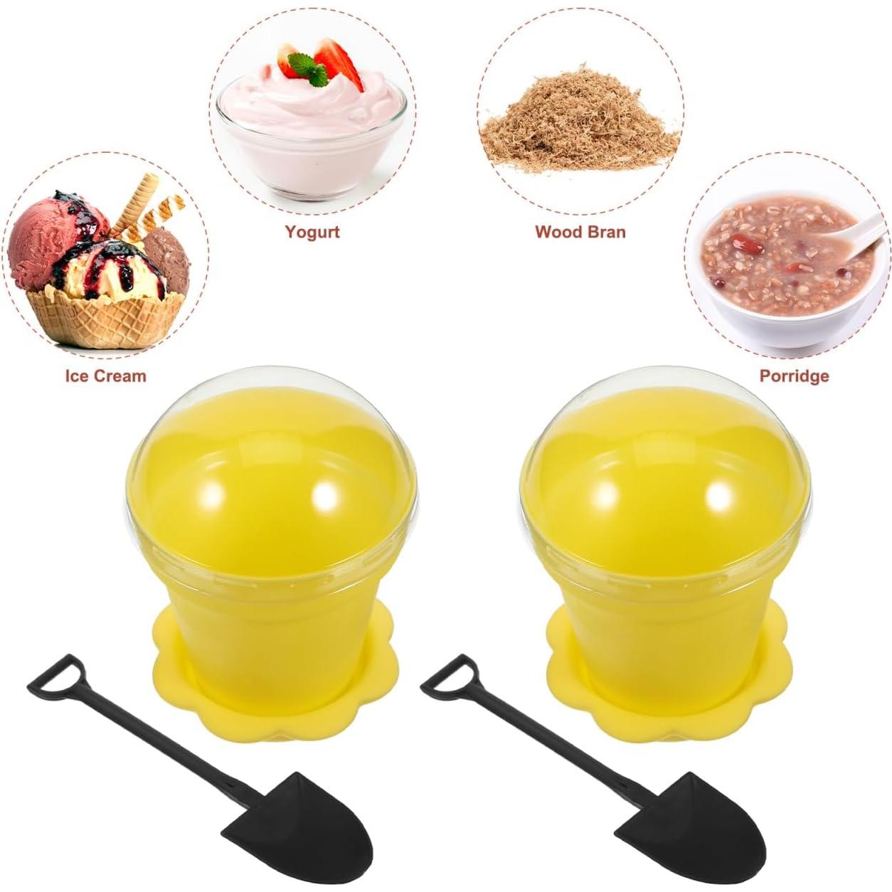 MAGICLULU 20 Vasos de Postre en Forma de Maceta Amarillo 8x11cm