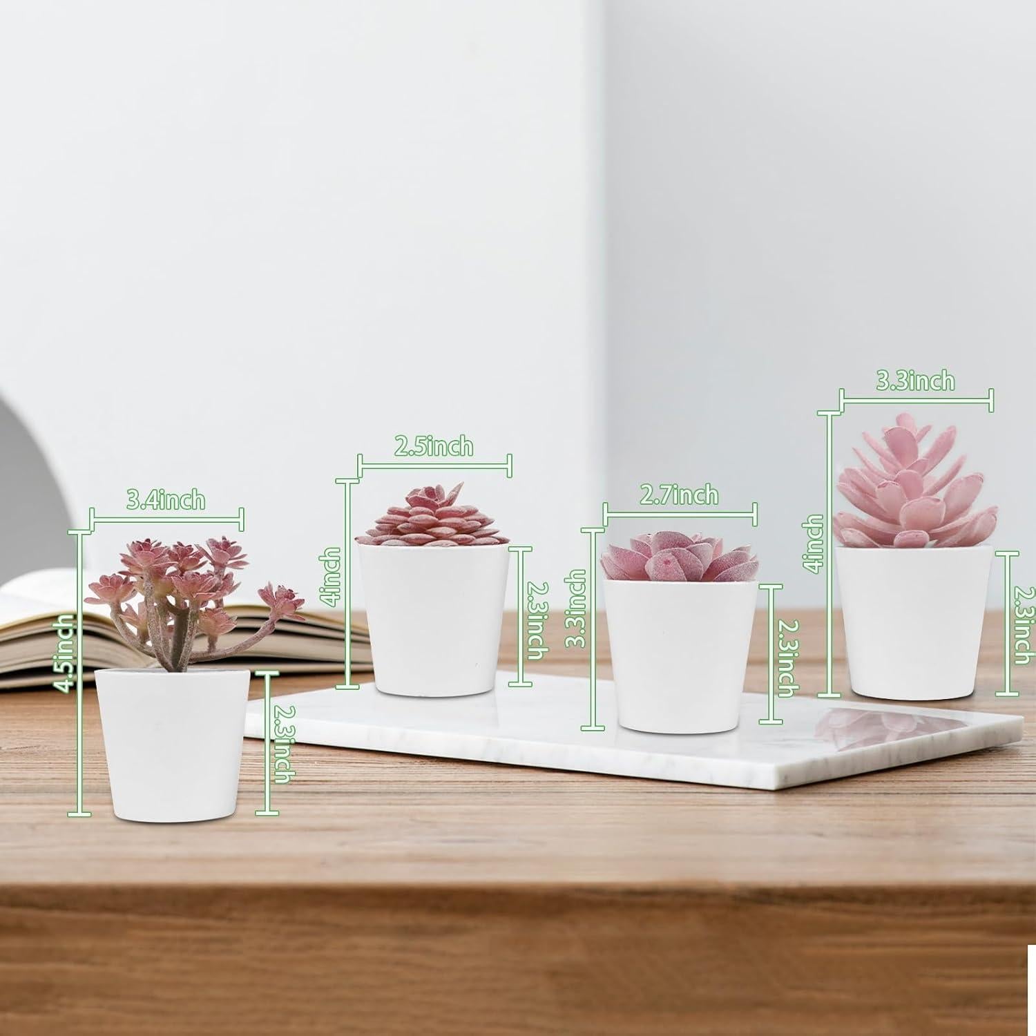 Juego de 4 Macetas Mini Suculentas Falsas Uguisu Rosa Púrpura