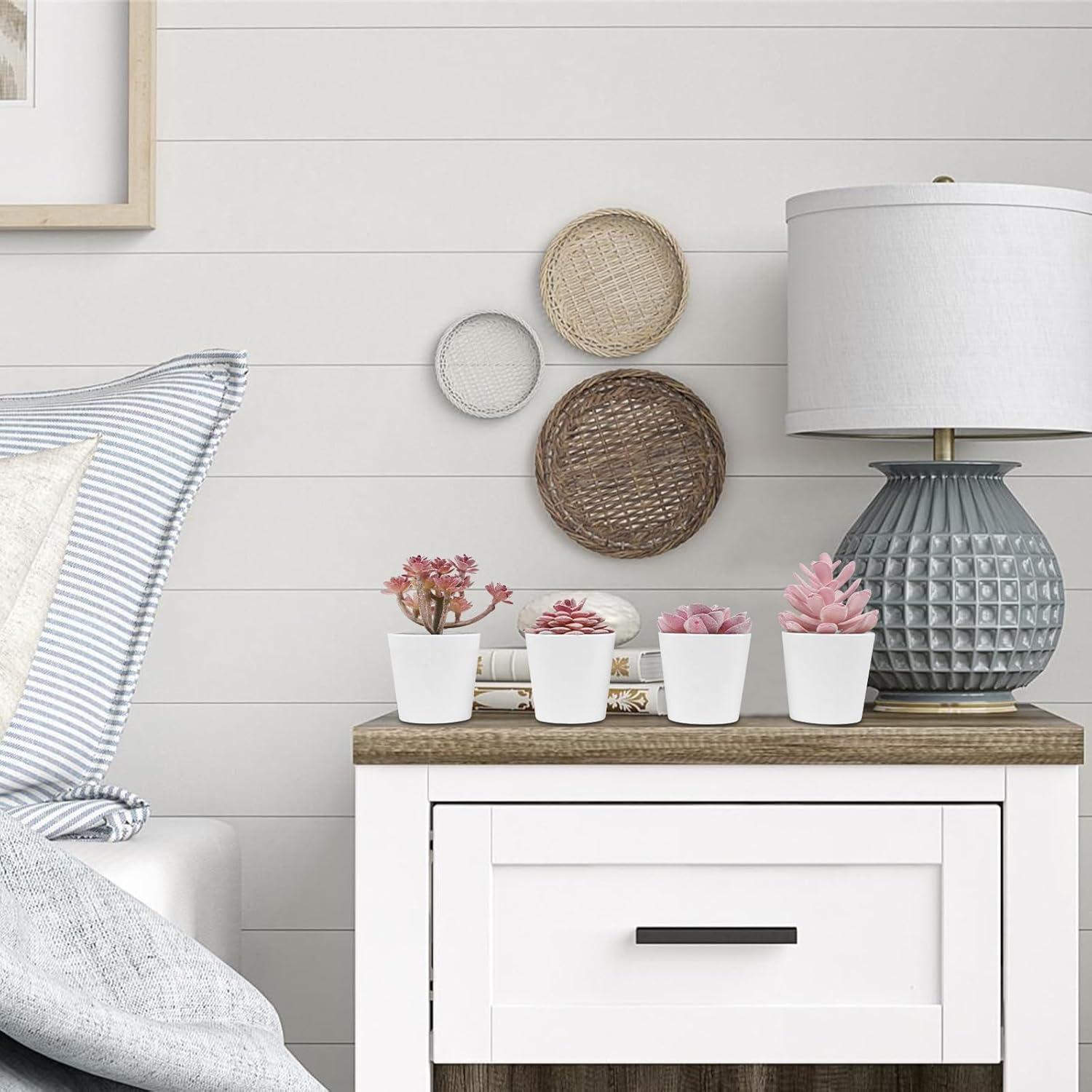 Juego de 4 Macetas Mini Suculentas Falsas Uguisu Rosa Púrpura