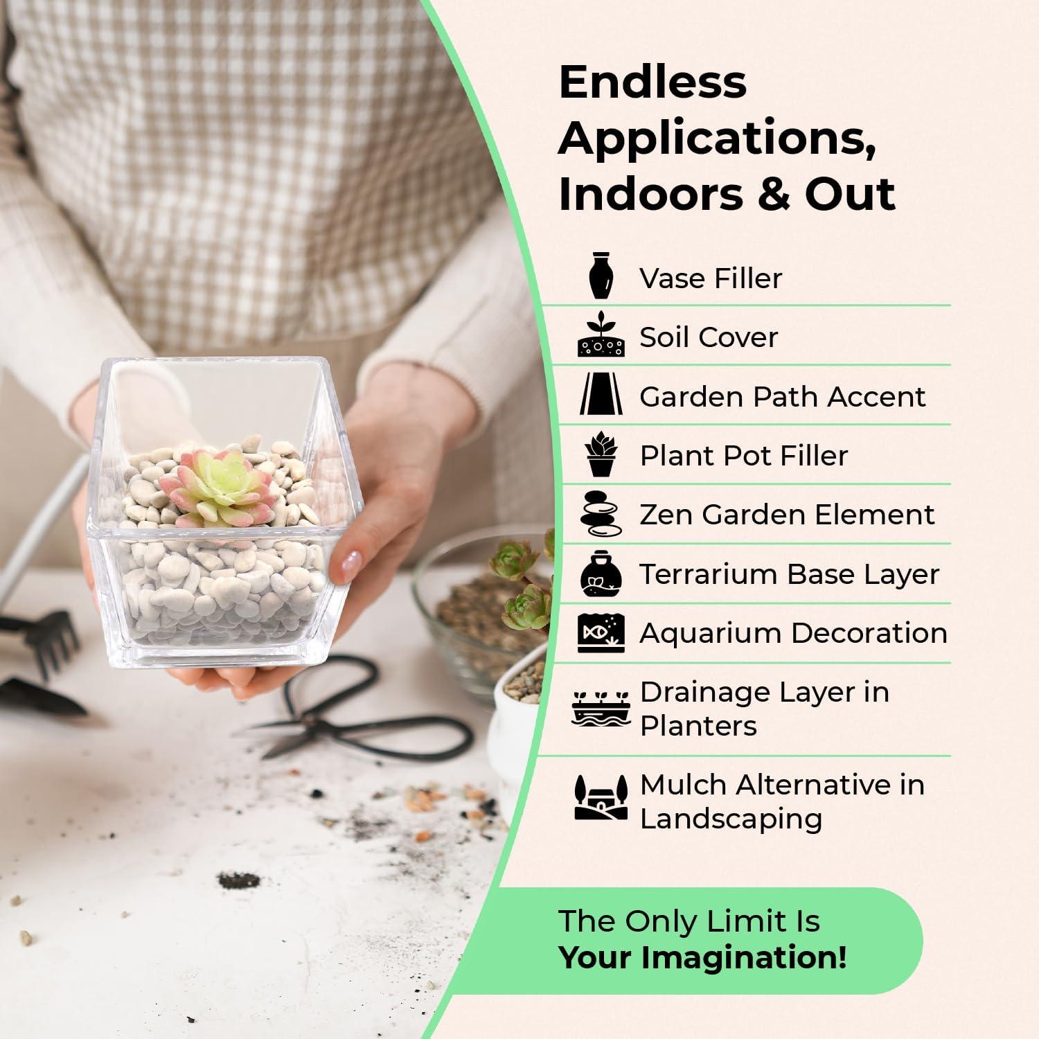 Piedras Decorativas Blancas Pulidas 0.5 cm 4 kg - Jardín