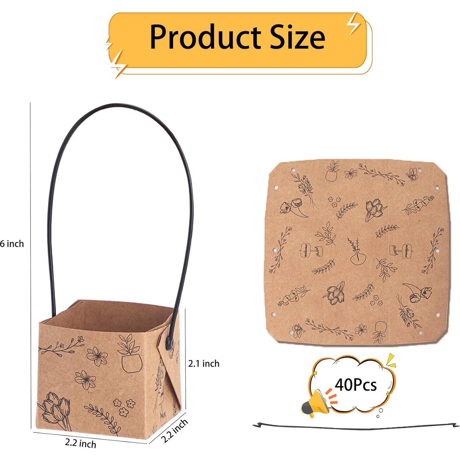 40 Bolsas de Envoltura para Suculentas Fayoula 5.1 cm Kraft