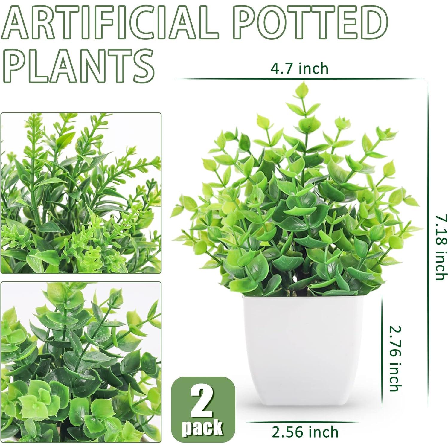 Paquete de 2 Plantas Artificiales ZJIA en Macetas Blancas