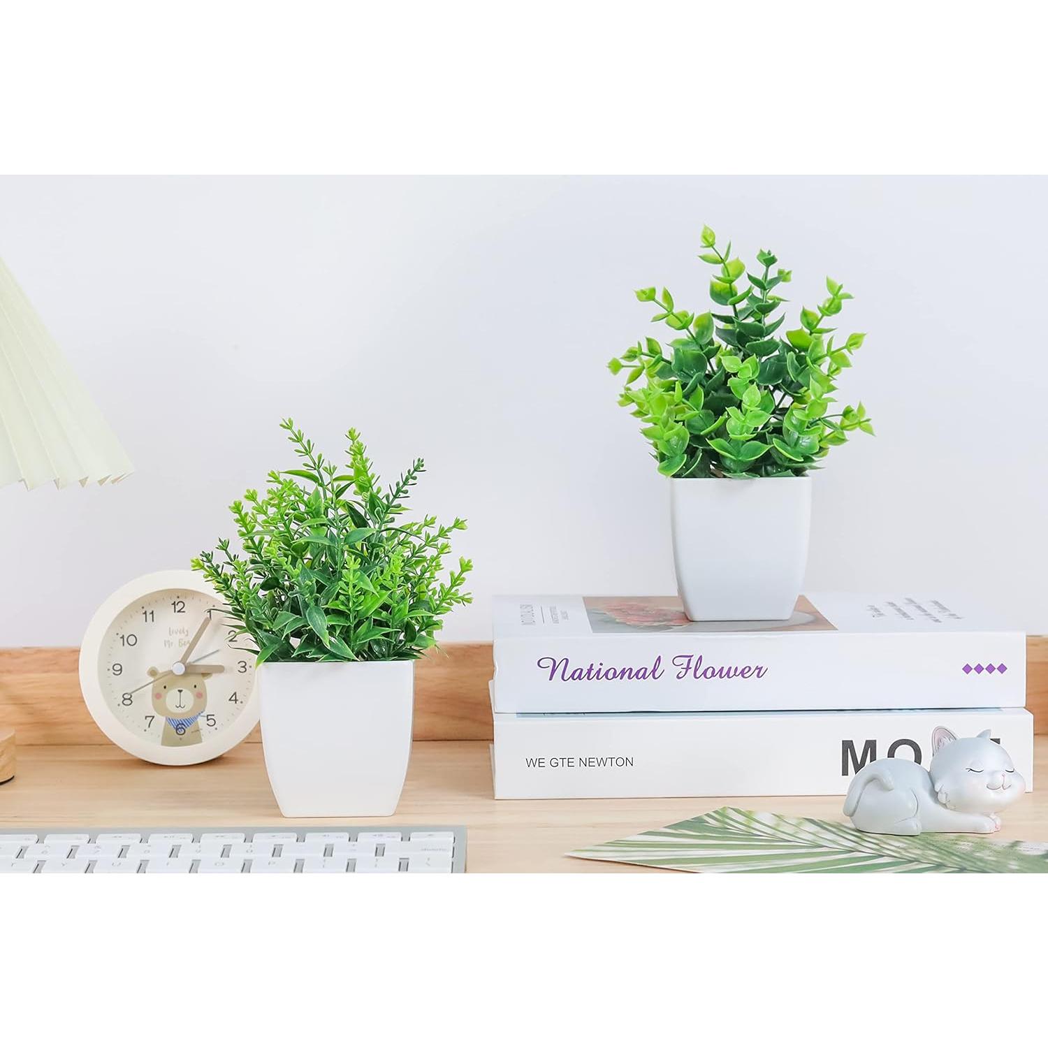 Paquete de 2 Plantas Artificiales ZJIA en Macetas Blancas