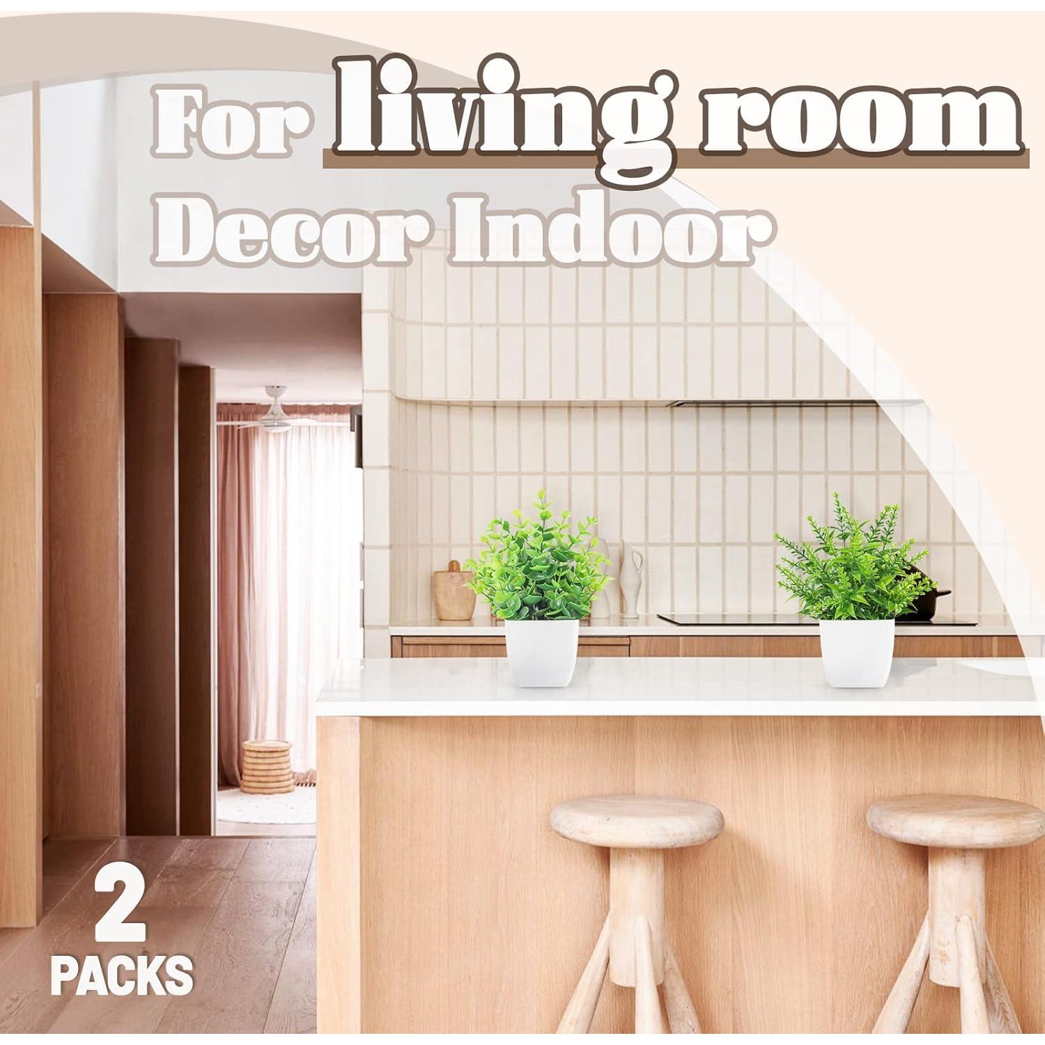 Paquete de 2 Plantas Artificiales ZJIA en Macetas Blancas