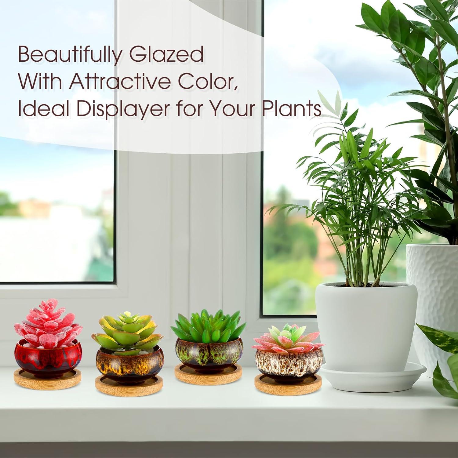 12 Macetas Suculentas Cerámicas RimCereal 6.3 cm con Drenaje