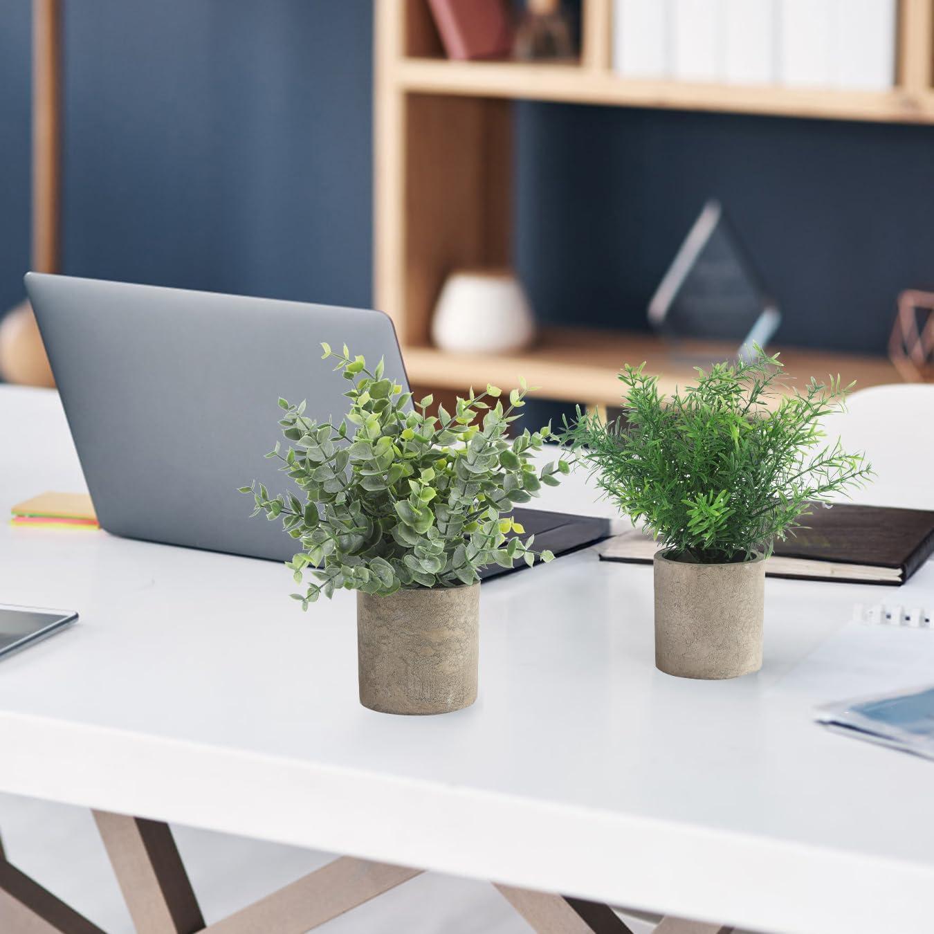 ALAGIRLS 4 Plantas Artificiales Eucalipto en Macetas Decorativas