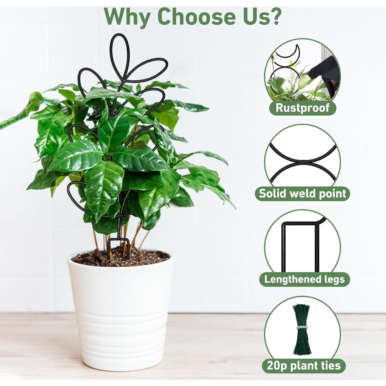 Trellis para Plantas Trepadoras Xeeol, Set de 4, Metal Negro