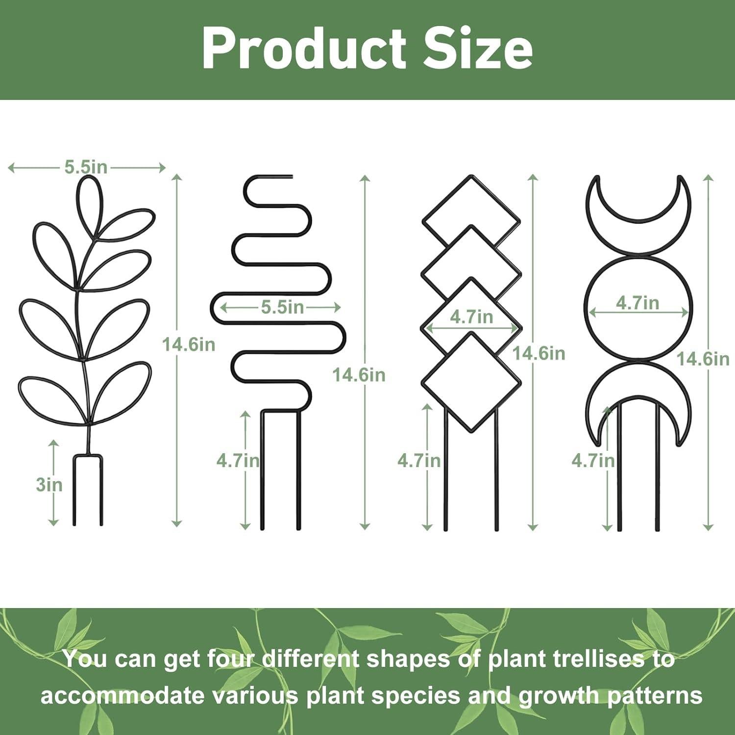 Trellis para Plantas Trepadoras Xeeol, Set de 4, Metal Negro