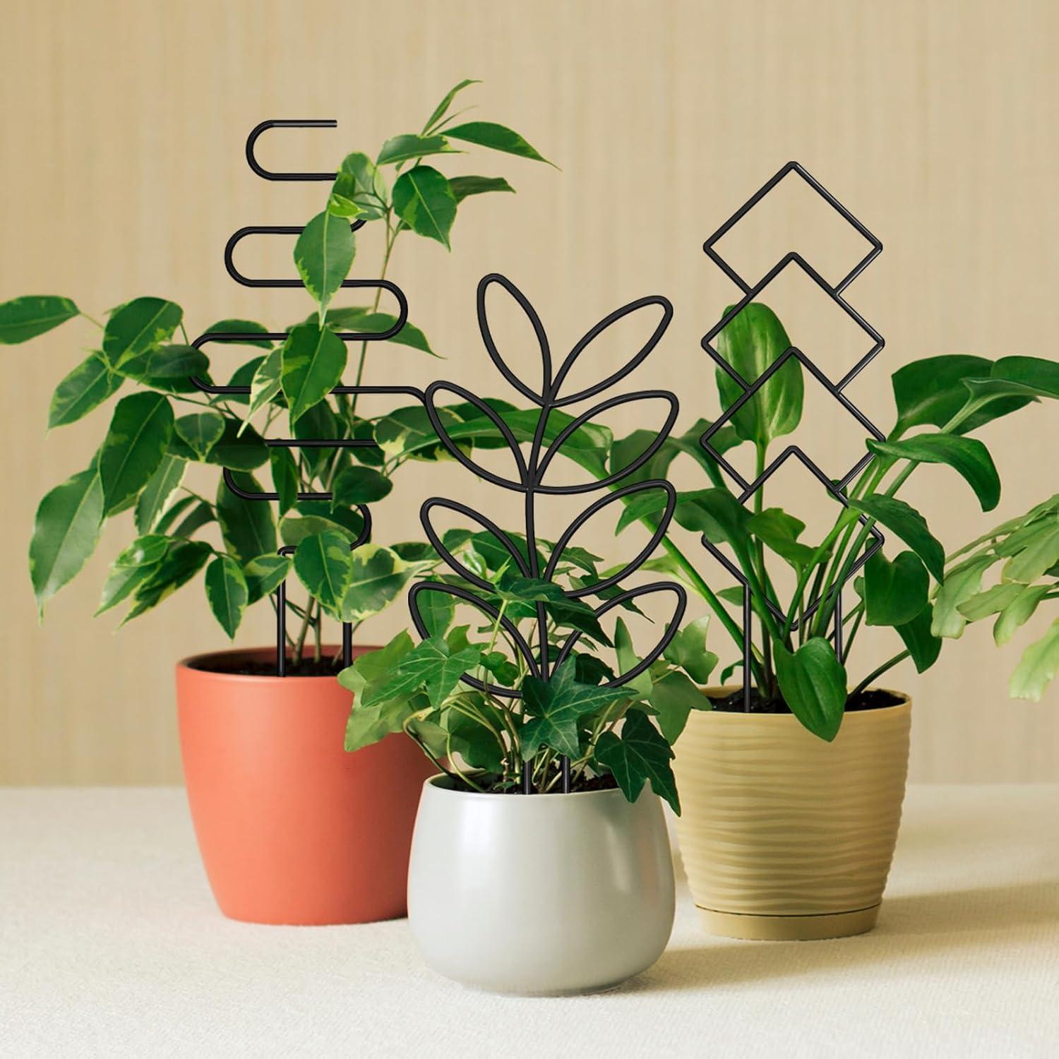 Trellis para Plantas Trepadoras Xeeol, Set de 4, Metal Negro