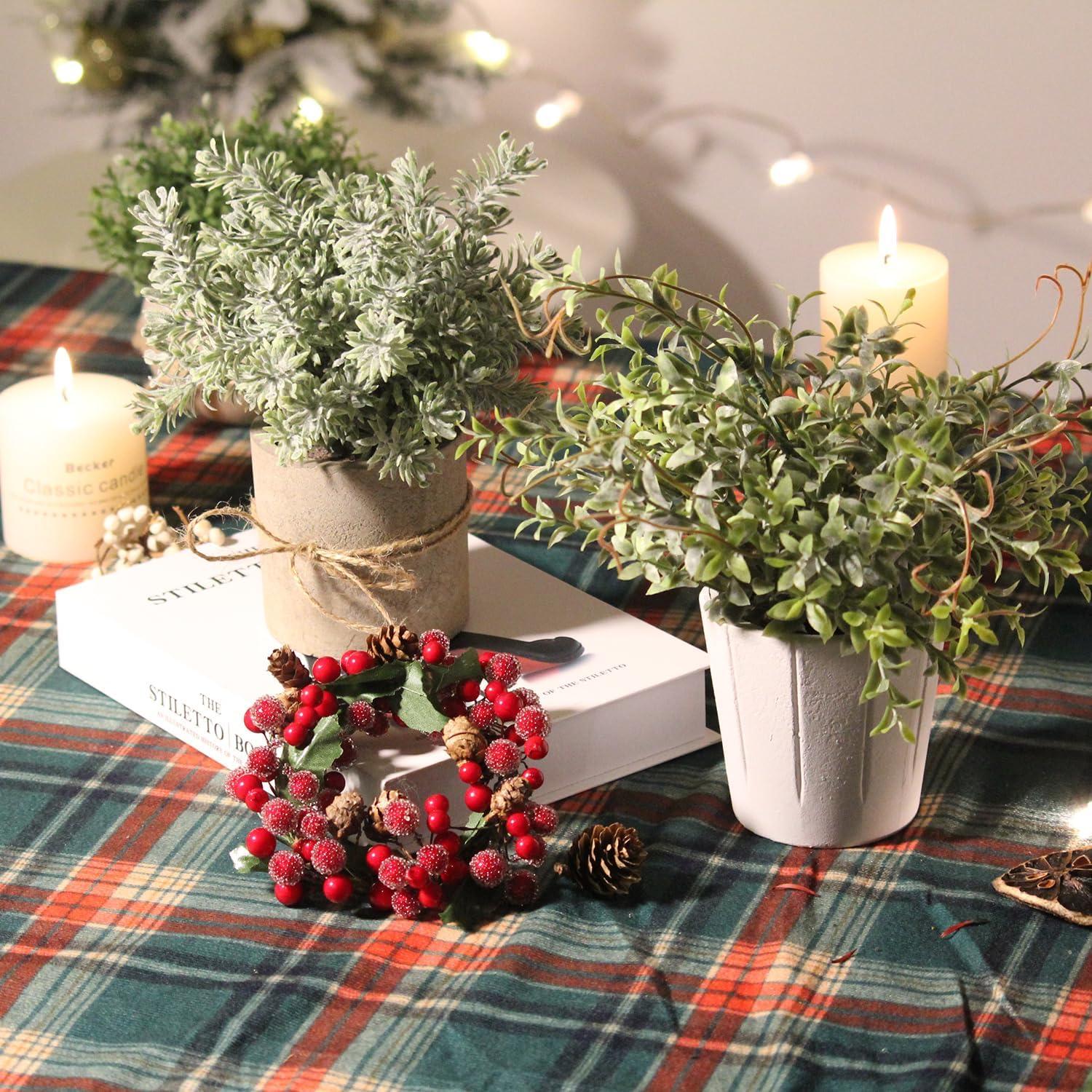 Paquete de 4 Plantas Falsas PENGYEE en Maceta Blanca 24.1 cm