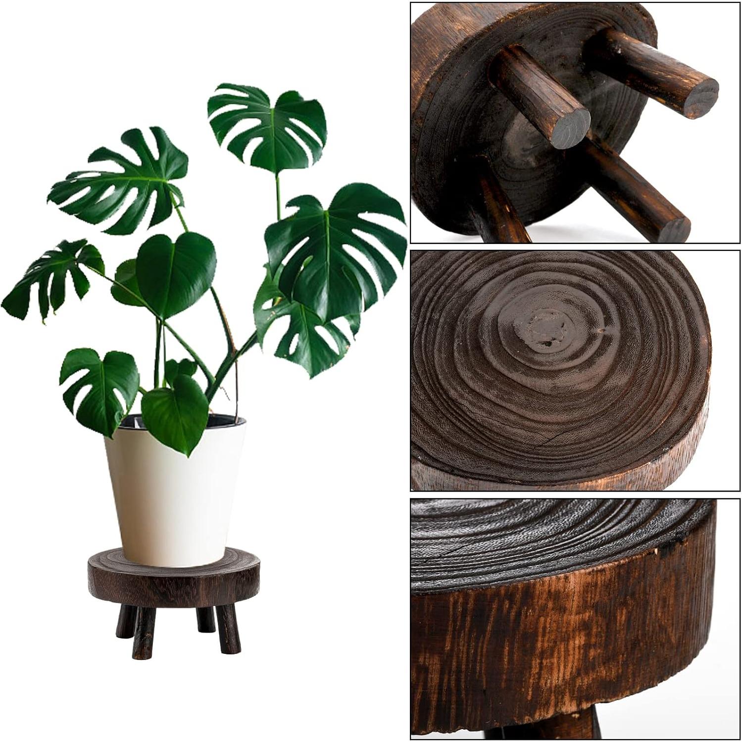 Juego de 2 Taburetes de Madera TOPZEA para Plantas 12-17 cm