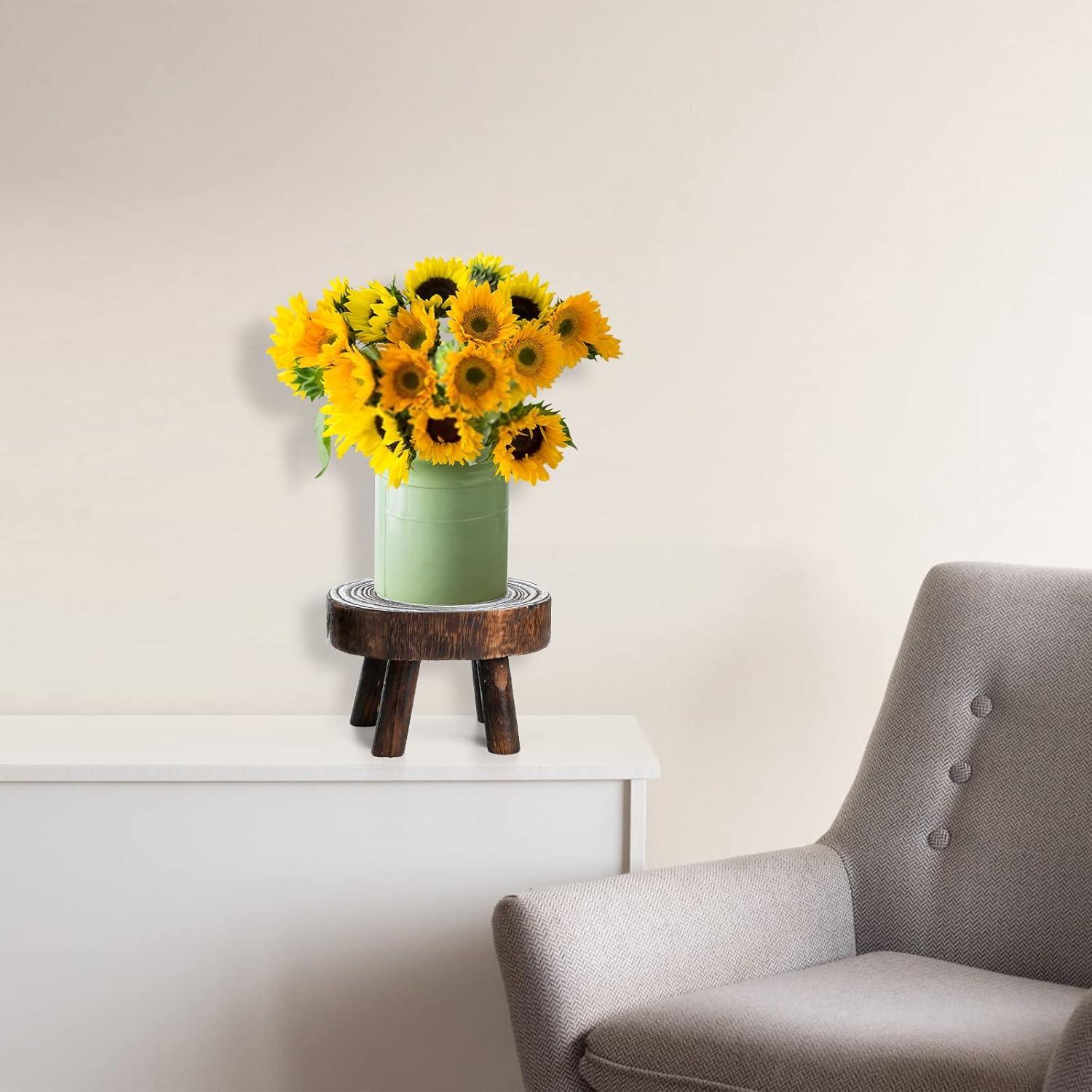 Juego de 2 Taburetes de Madera TOPZEA para Plantas 12-17 cm