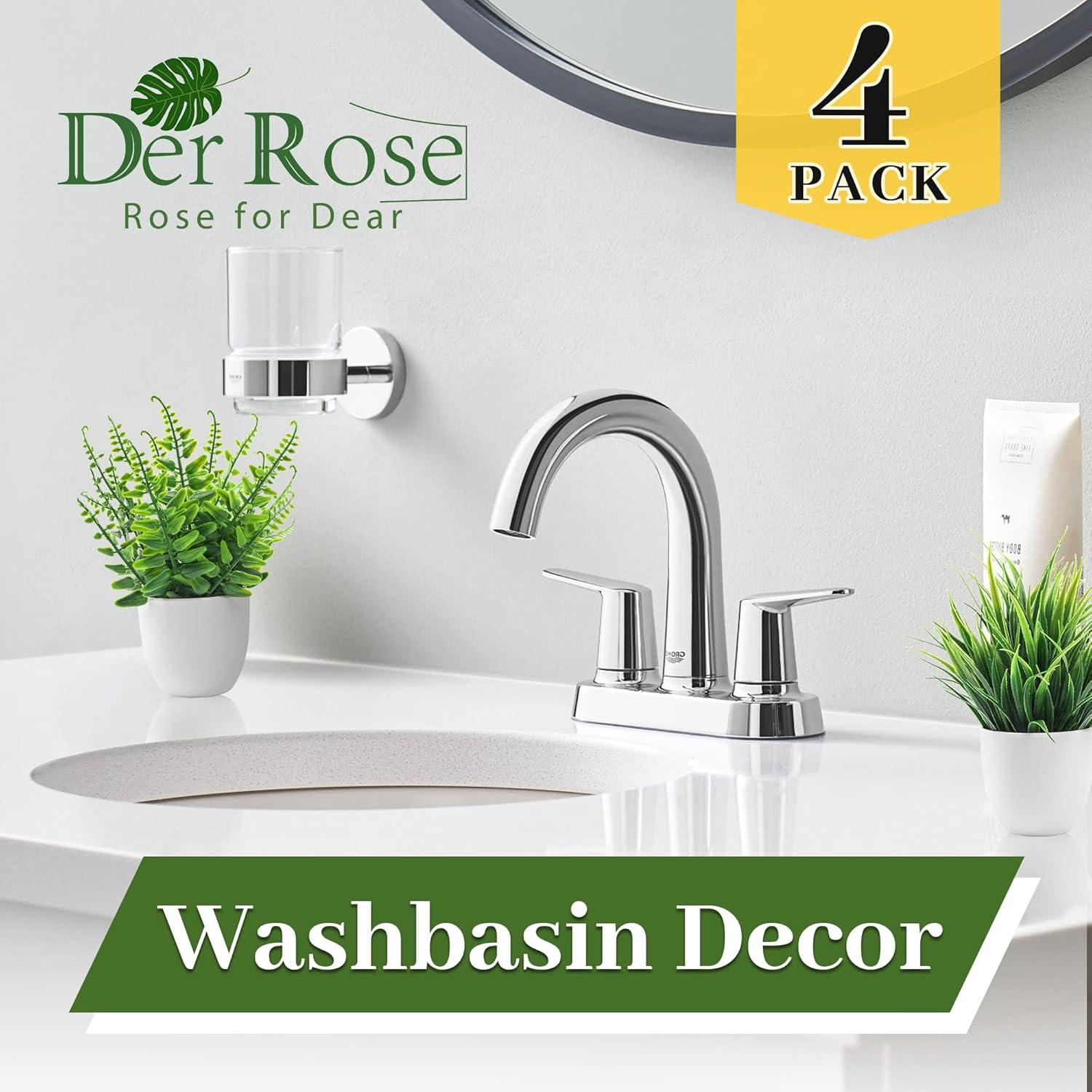 Plantas Artificiales en Macetas Der Rose - 4 Piezas Decorativas