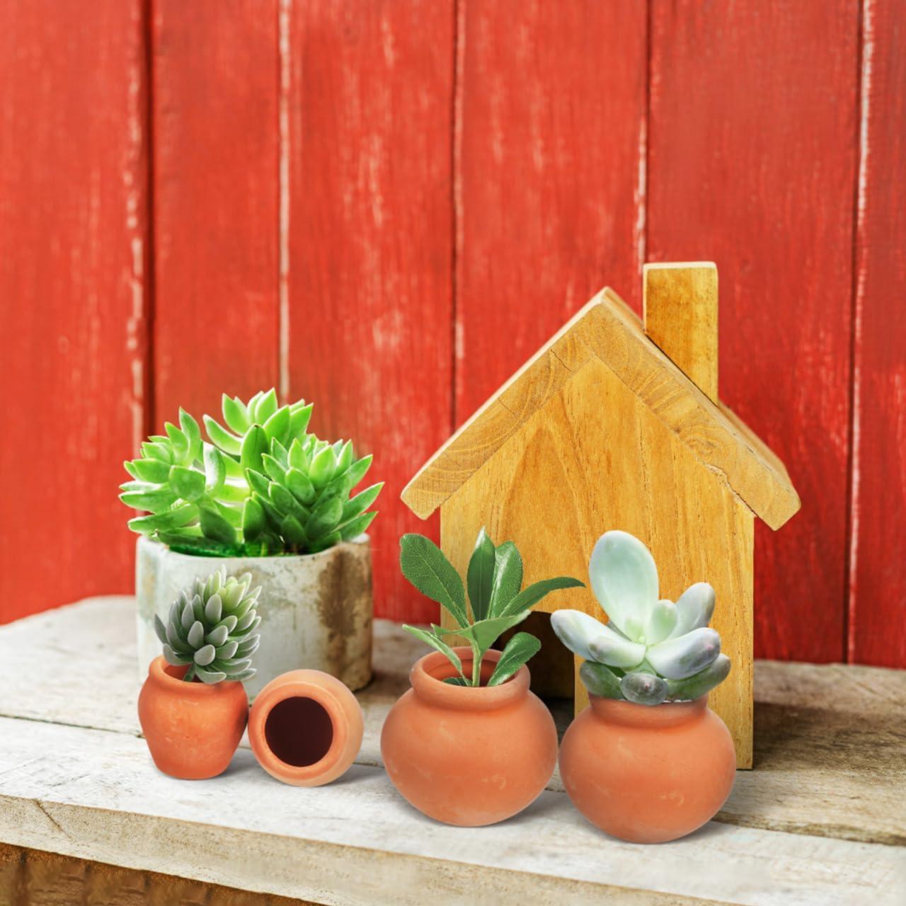 Macetas Miniatura de Terracota BESPORTBLE 4Pcs 3.2x2.2cm