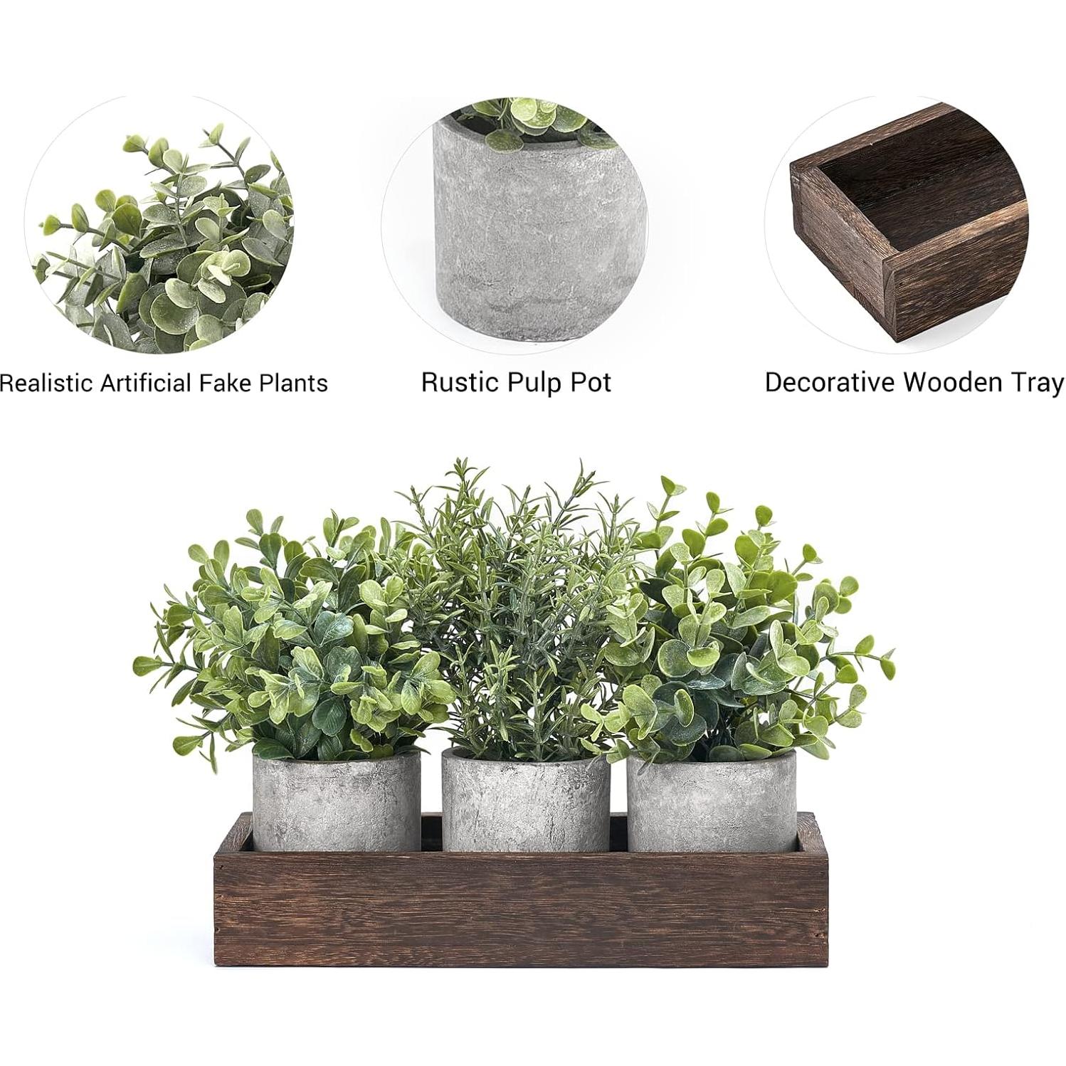 Conjunto de Plantas Artificiales Eucalipto Dahey 3 Pzas