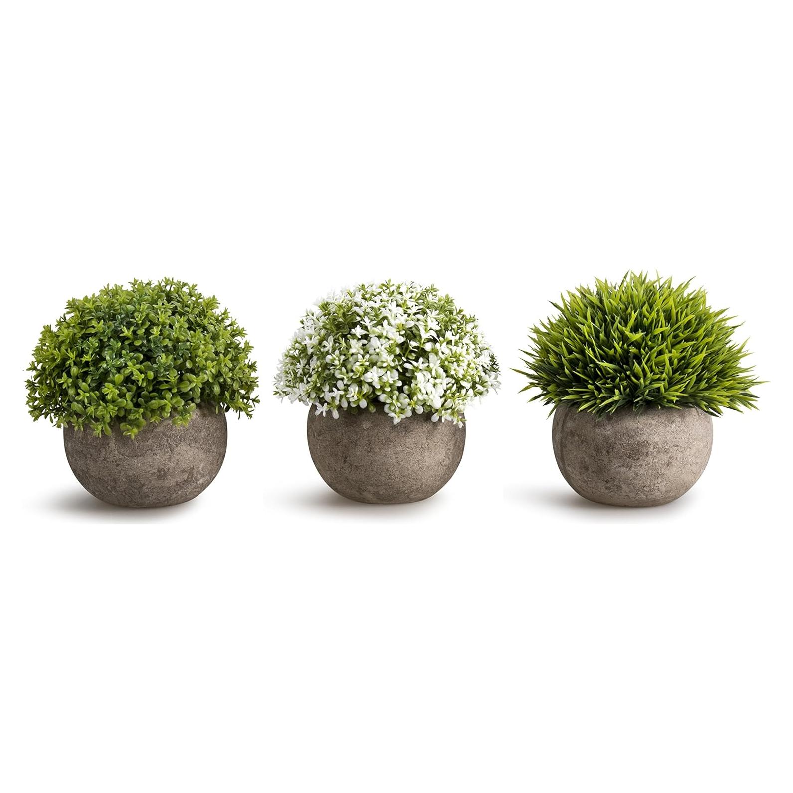 Set de 3 Plantas Artificiales OPPS en Maceta Gris 11.9 cm