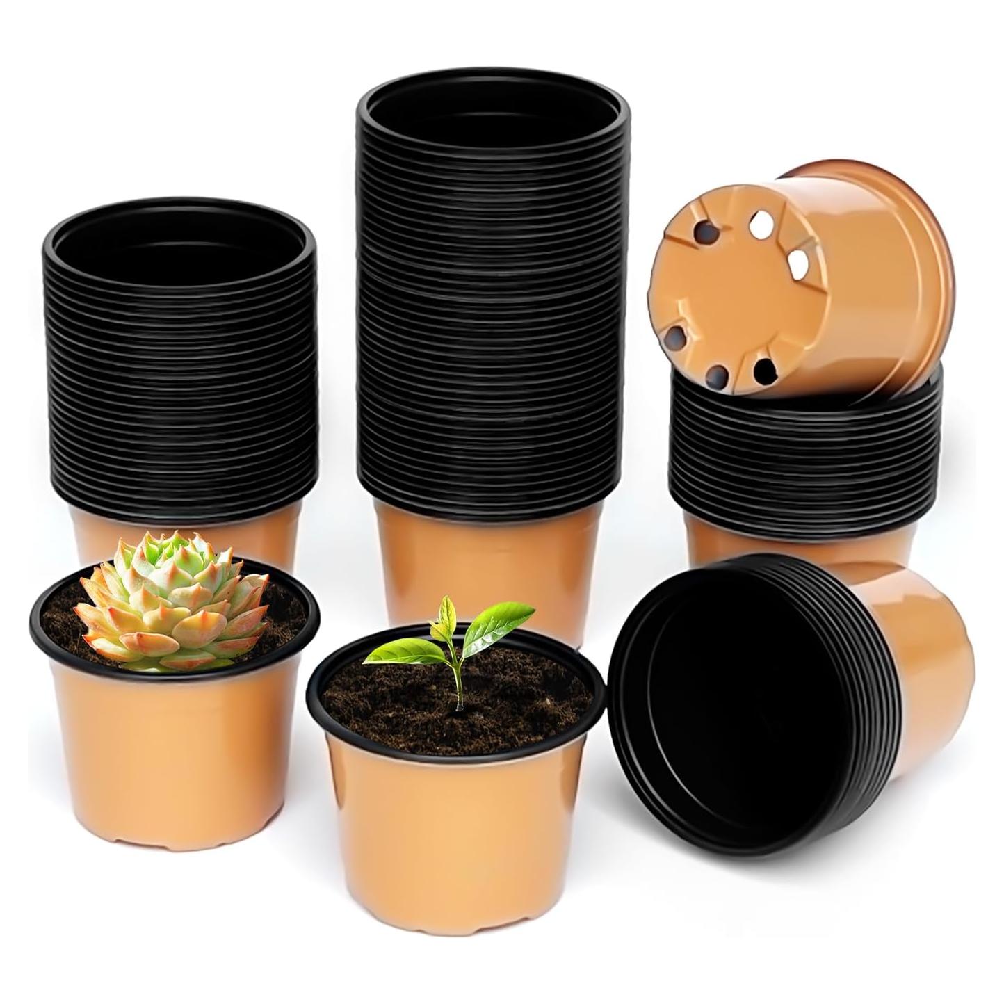 Paquete de 100 macetas de plástico RooTrimmer 7.1 cm Ocre