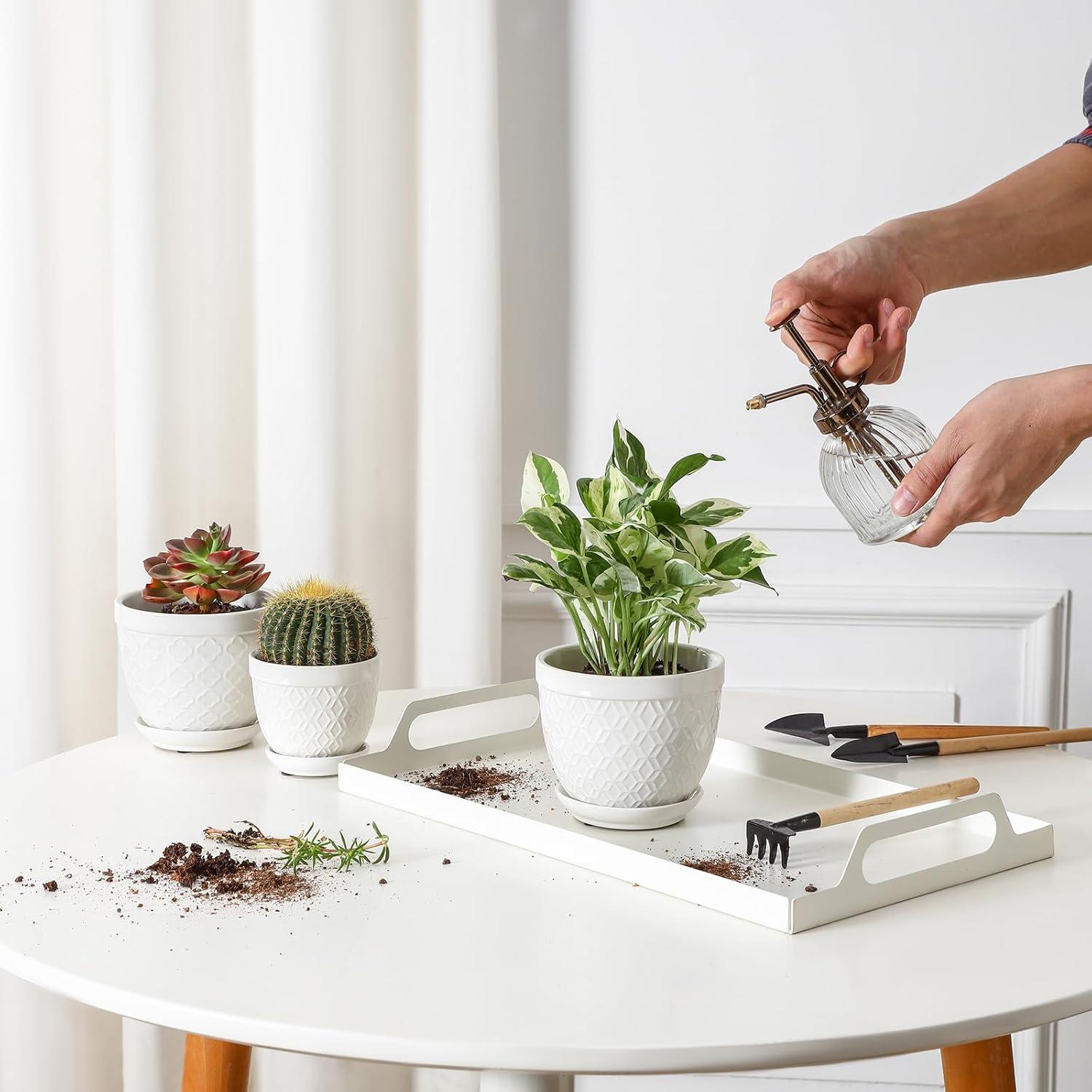 Macetas de Cerámica Sureasy 11.9 cm con Drenaje, Juego de 4