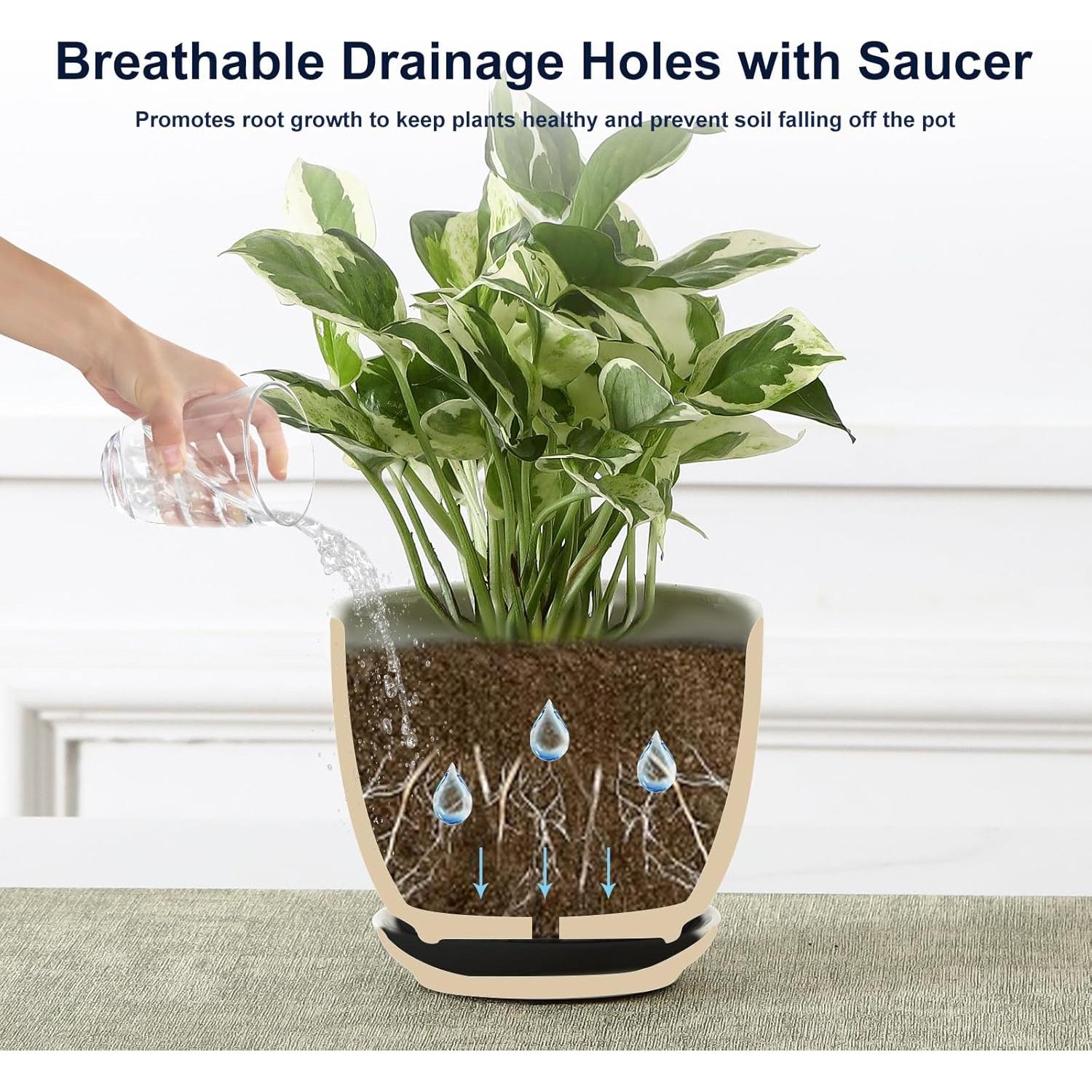 Macetas de Cerámica Sureasy 11.9 cm con Drenaje, Juego de 4