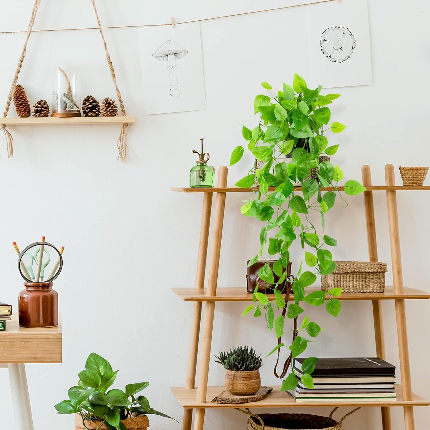 Planta Colgante Artificial Pothos LOYWREE en Maceta Negra 100cm