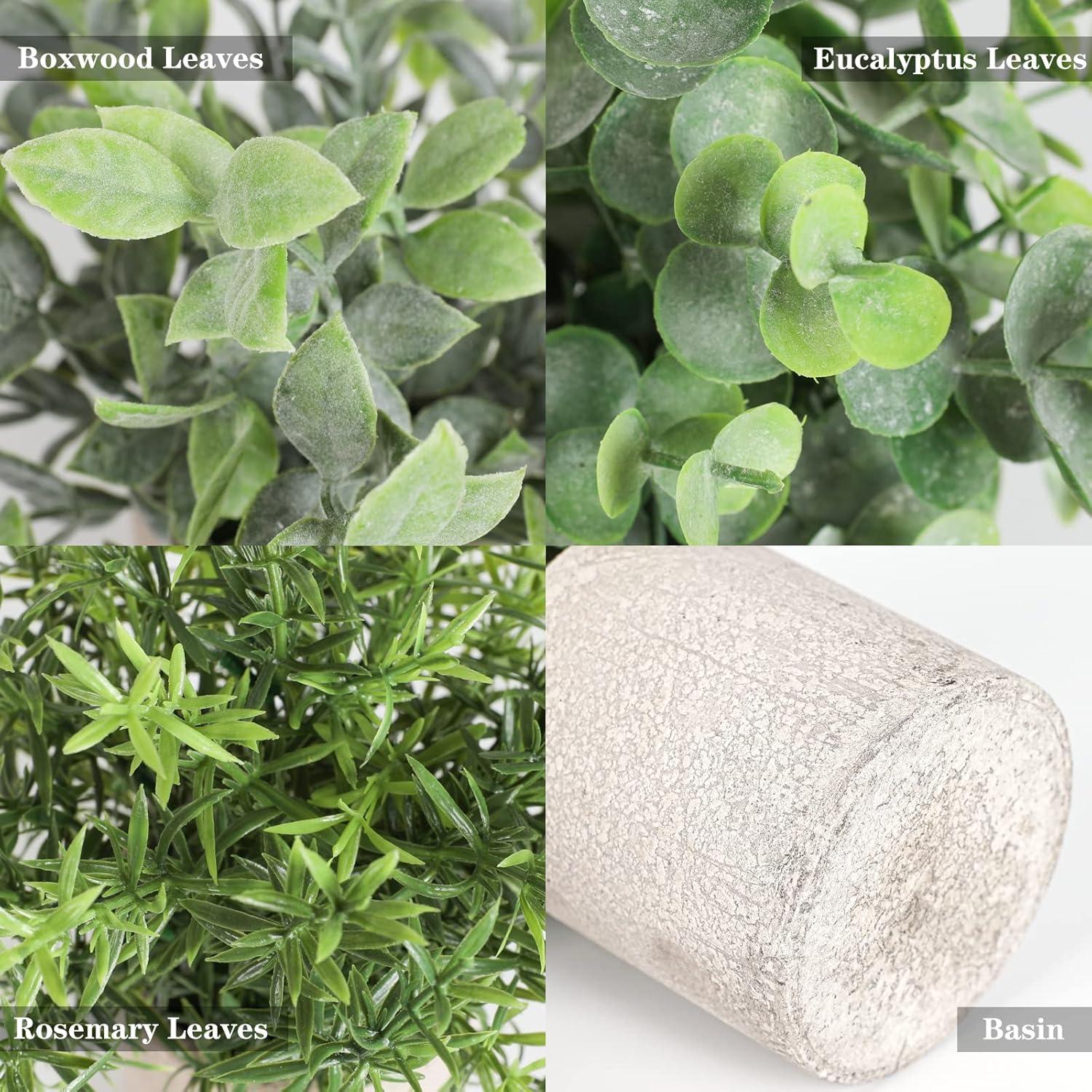 Paquete de 3 Plantas Artificiales SHOHAYTO - Eucalipto y Romero