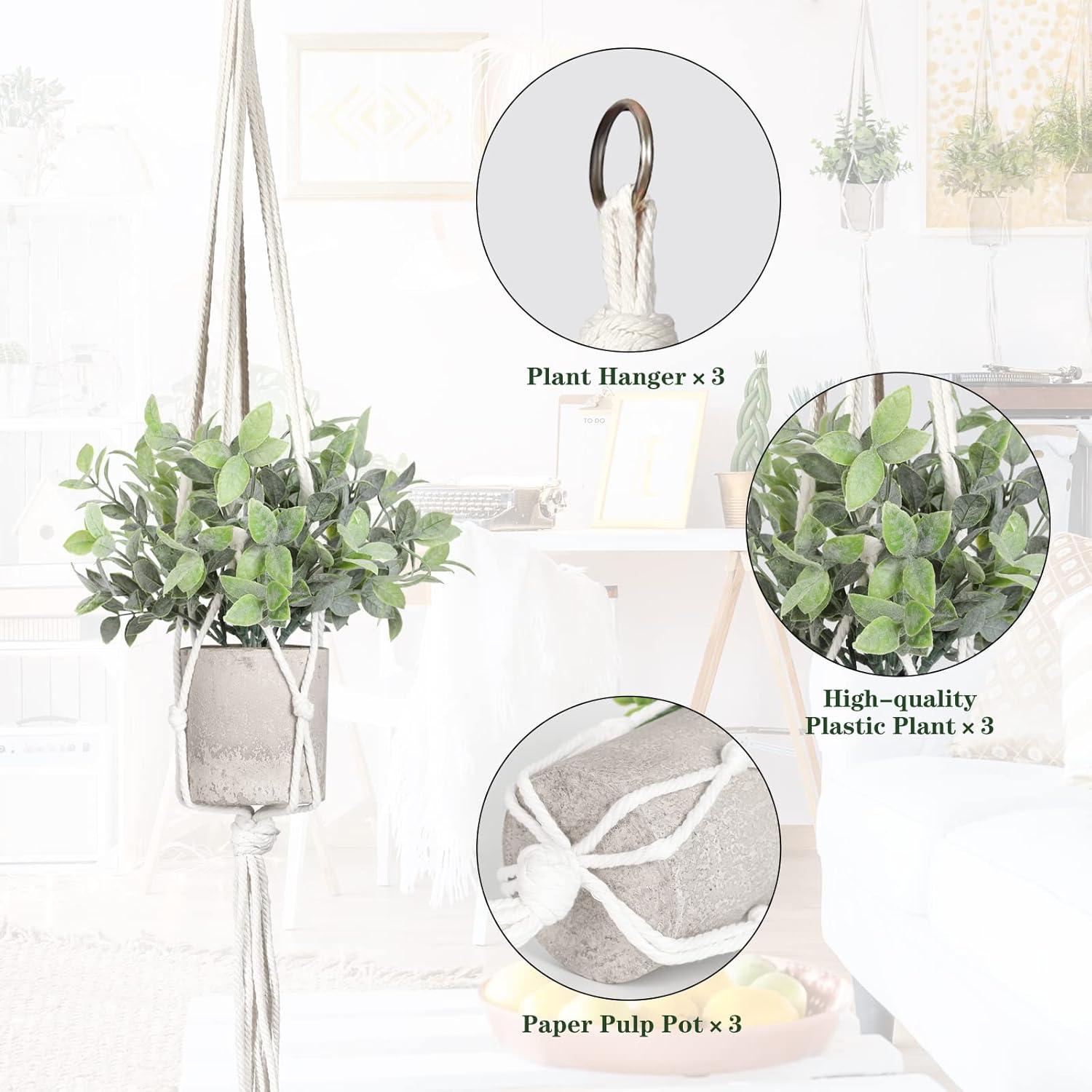 Paquete de 3 Plantas Artificiales SHOHAYTO - Eucalipto y Romero