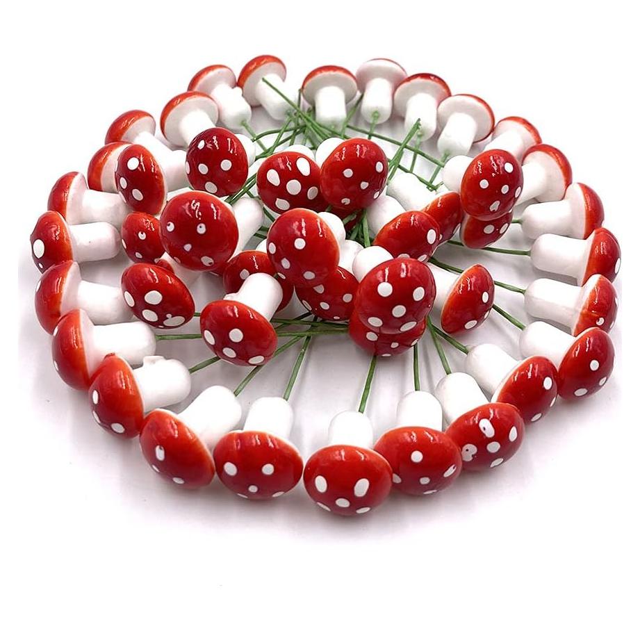 Aliotech 50 Piezas Mini Hongos Artificiales para Jardín DIY