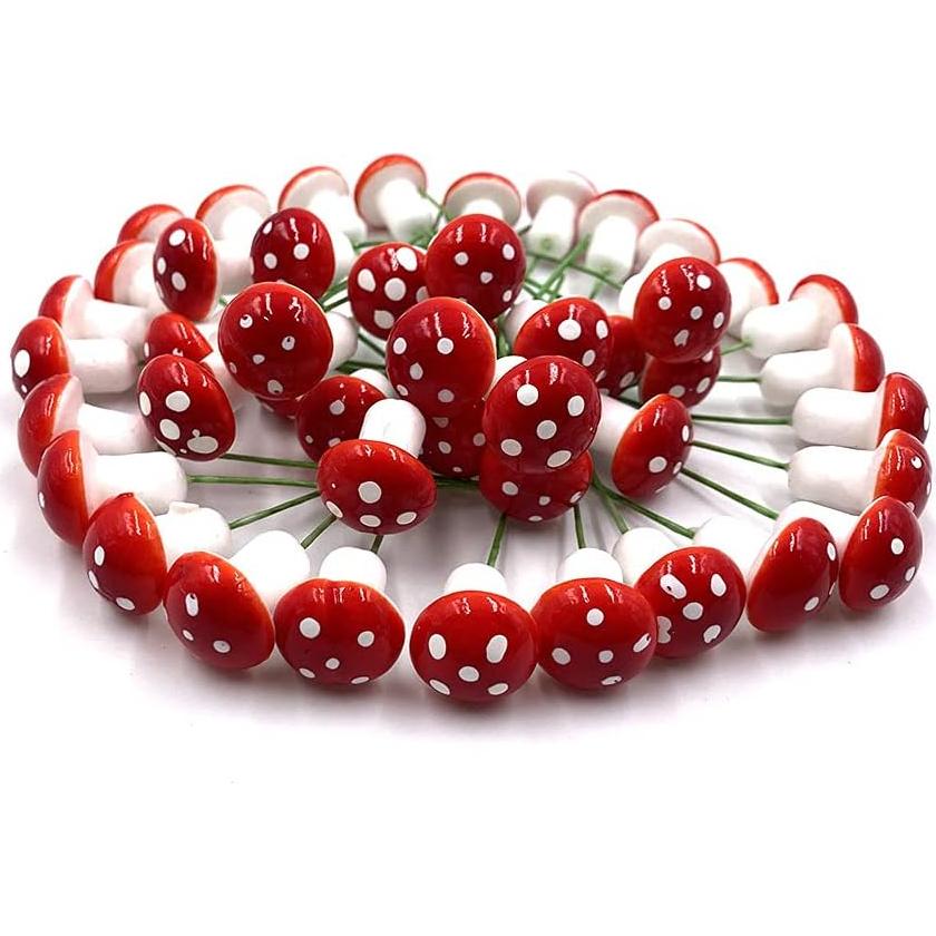Aliotech 50 Piezas Mini Hongos Artificiales para Jardín DIY