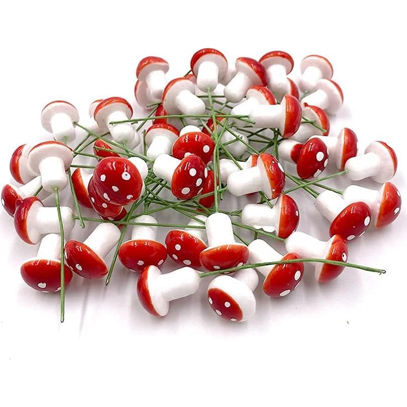 Aliotech 50 Piezas Mini Hongos Artificiales para Jardín DIY