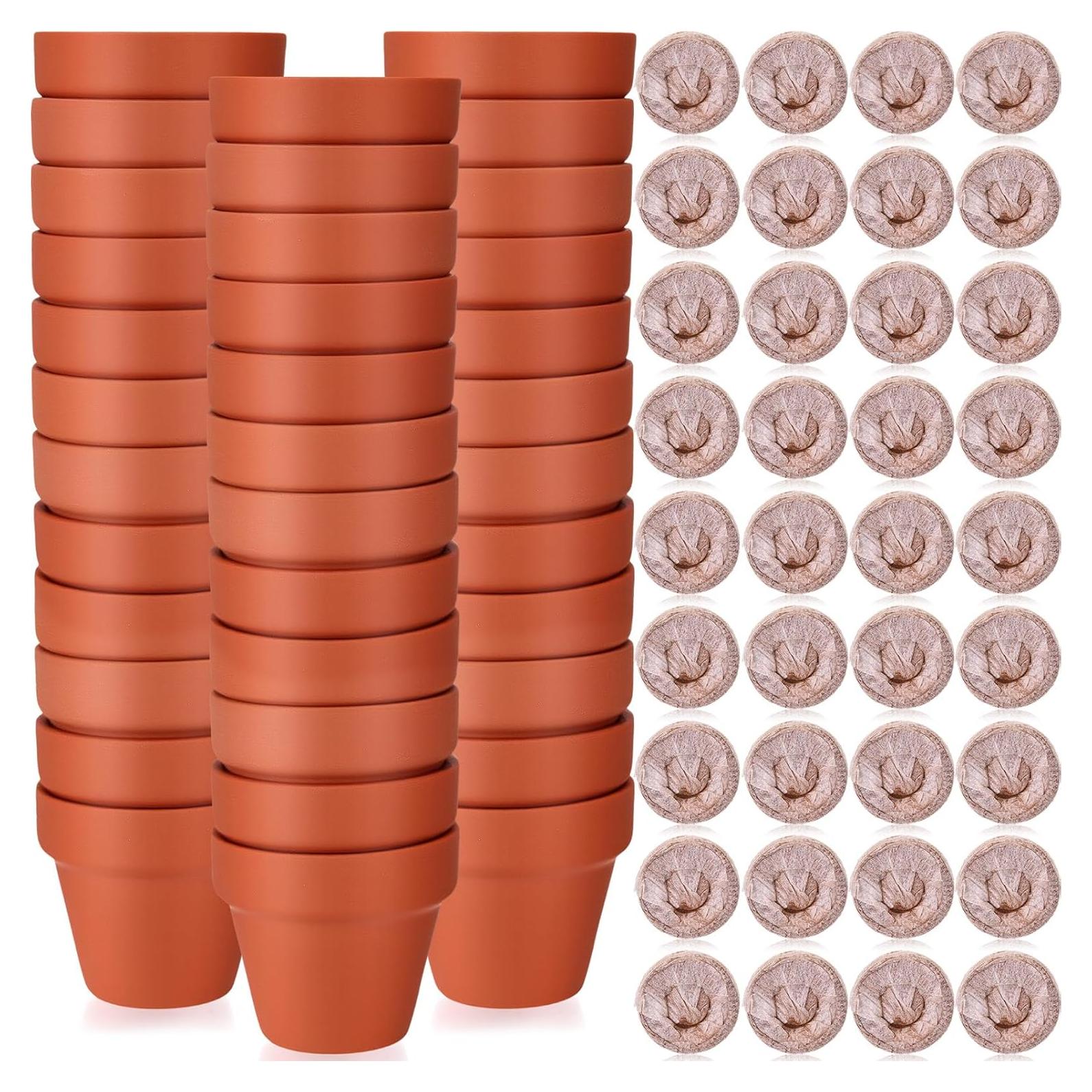 Kit de Jardinería Hushee: 36 Macetas Mini Terracota y Bloques
