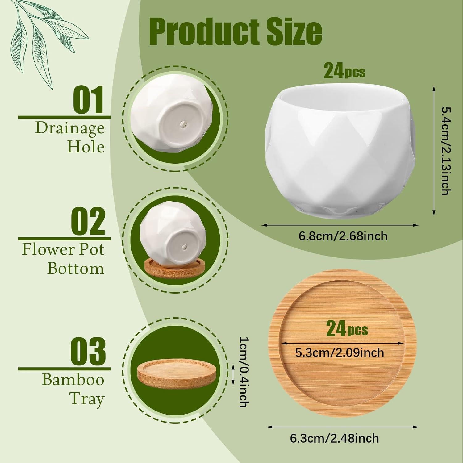 Macetas Suculentas Cerámica Gerrii 24 Pcs con Drenaje