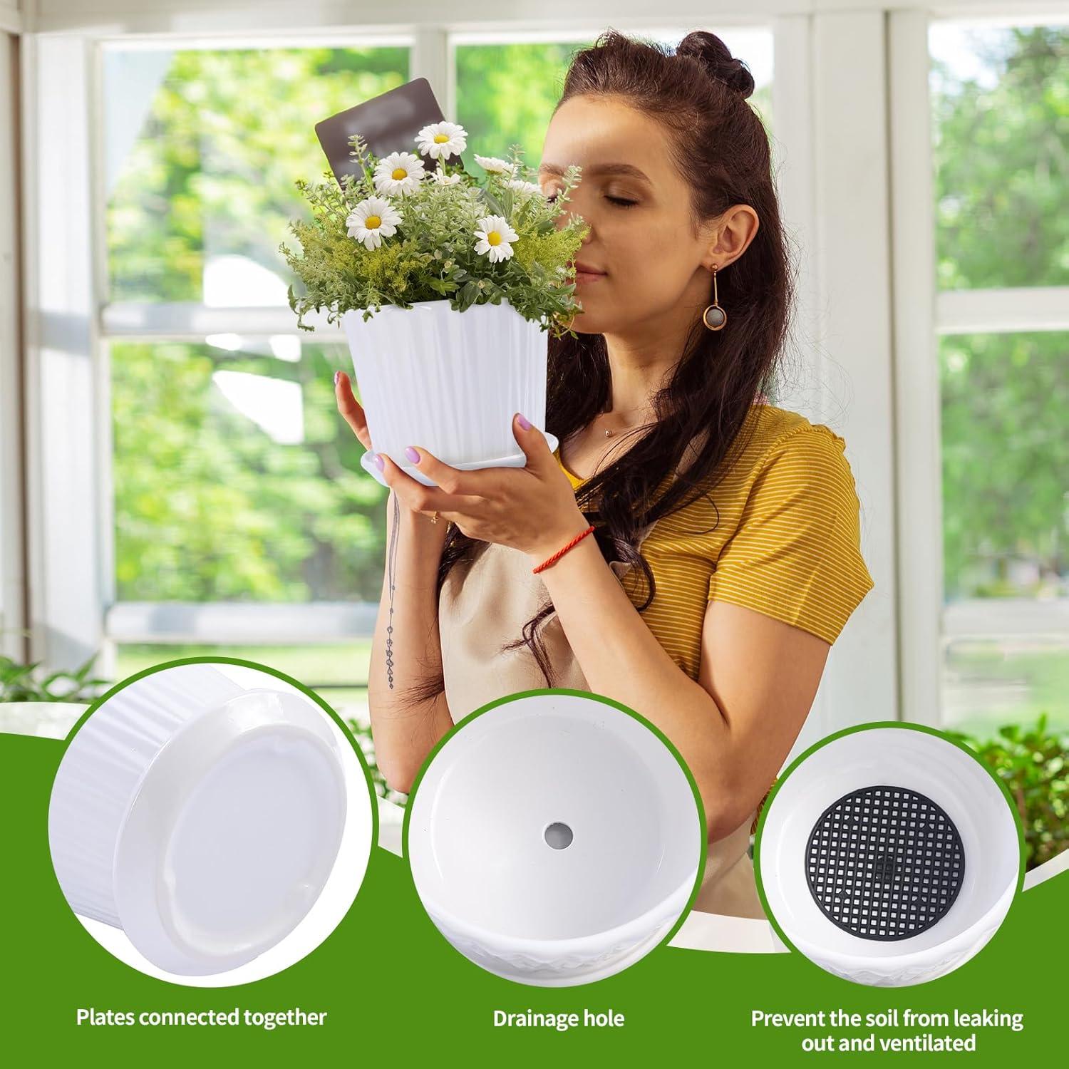 Juego de 4 Macetas de Cerámica Cilíndricas 14 cm Sietpoek