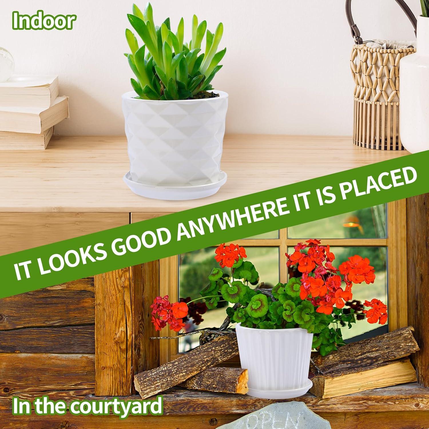 Juego de 4 Macetas de Cerámica Cilíndricas 14 cm Sietpoek