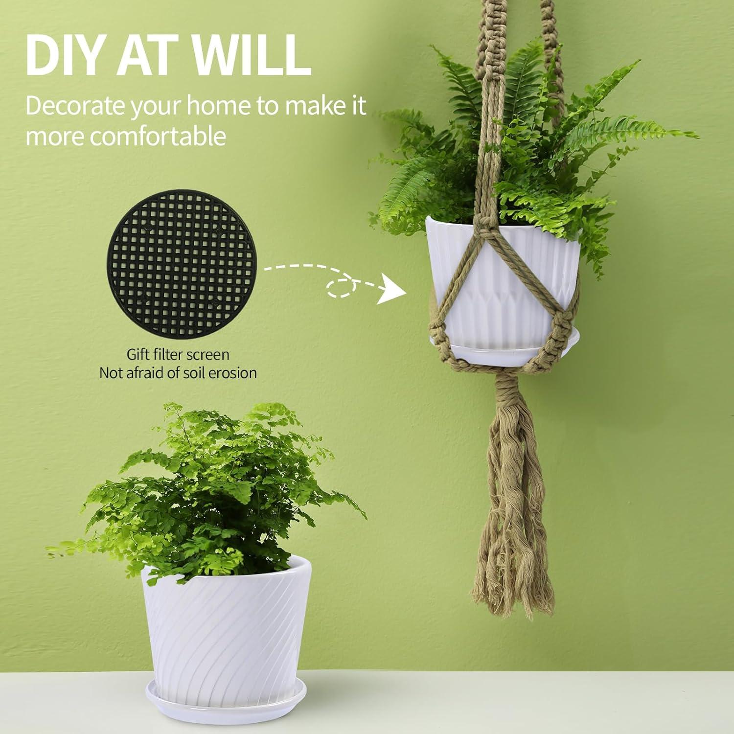 Juego de 4 Macetas de Cerámica Cilíndricas 14 cm Sietpoek