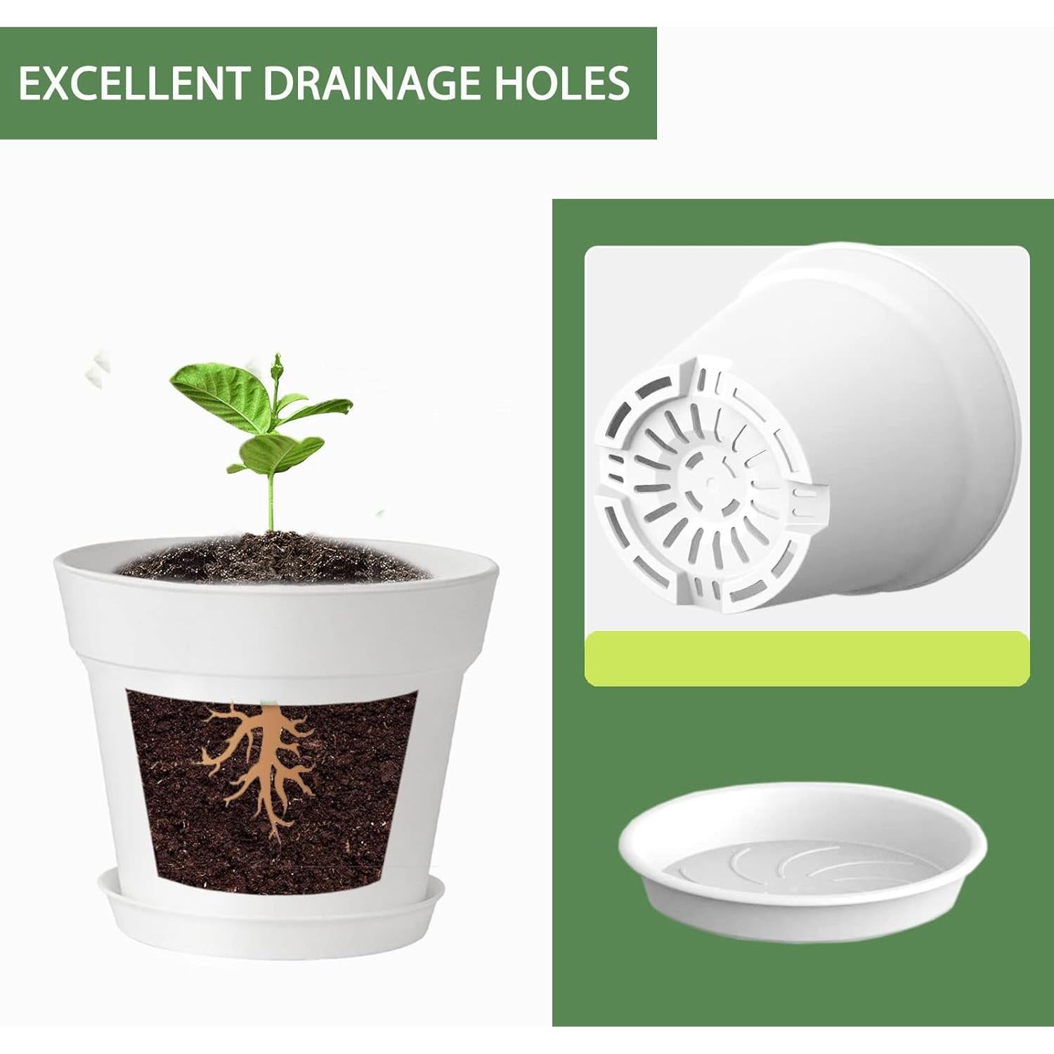 Paquete de 12 macetas de plástico Olisx 10 cm con plato y drenaje