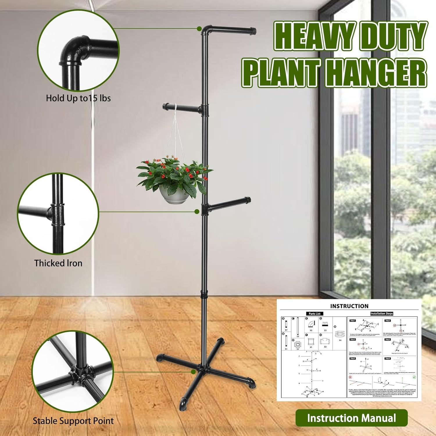 Soporte de Planta Colgante Chloraeon Metal Negro 155 cm