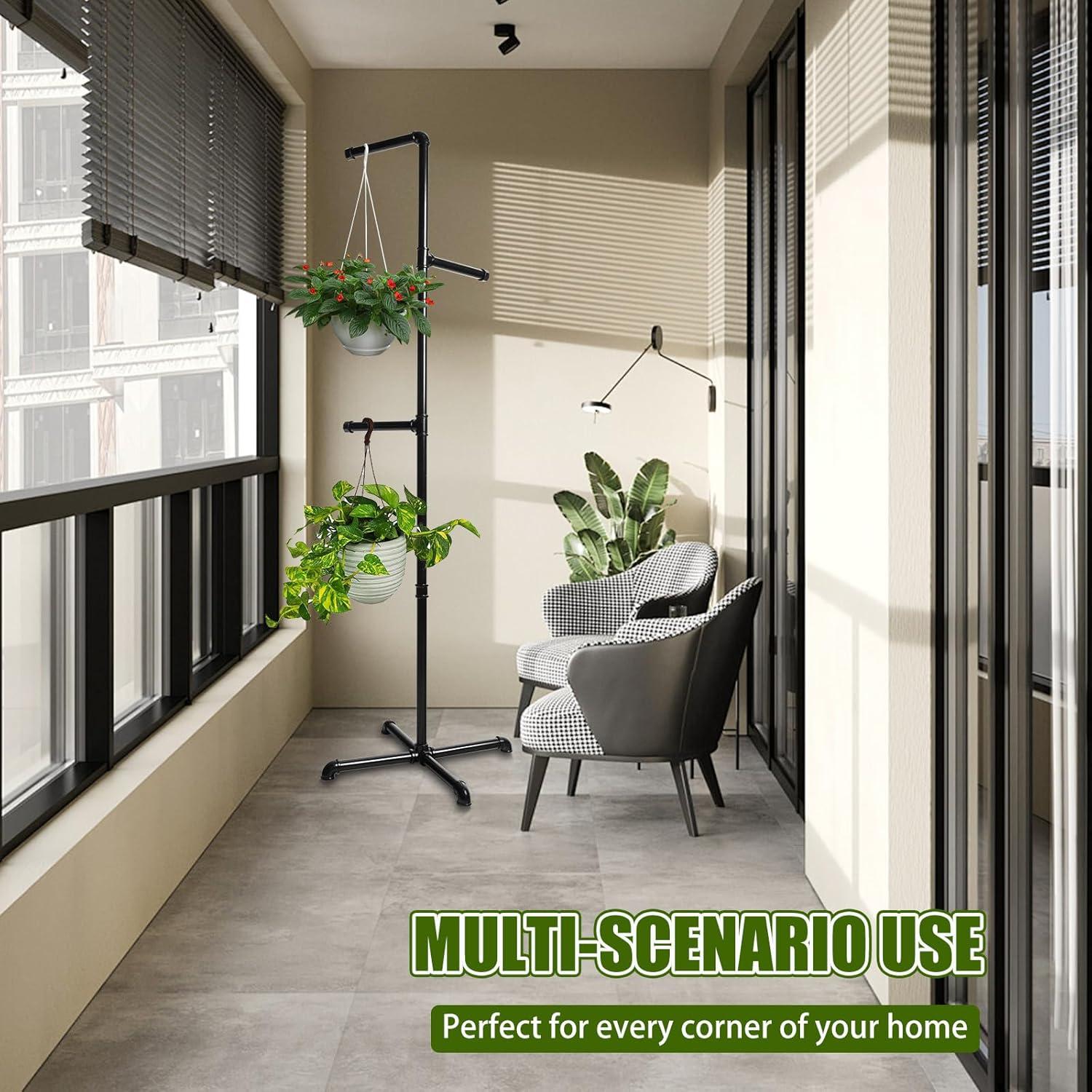 Soporte de Planta Colgante Chloraeon Metal Negro 155 cm