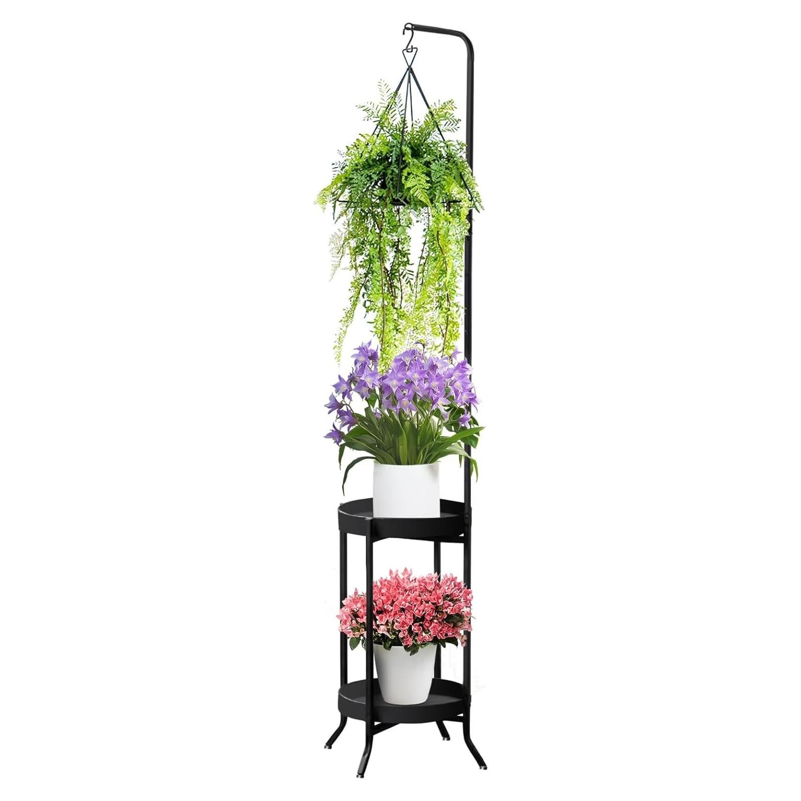 Soporte de Planta Colgante RINBOU 2 Niveles 155 cm Negro