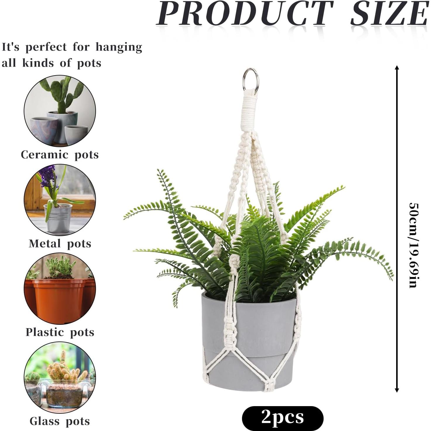 Colgador de Plantas de Macramé Sliverdew 50 cm 2 Piezas Boho